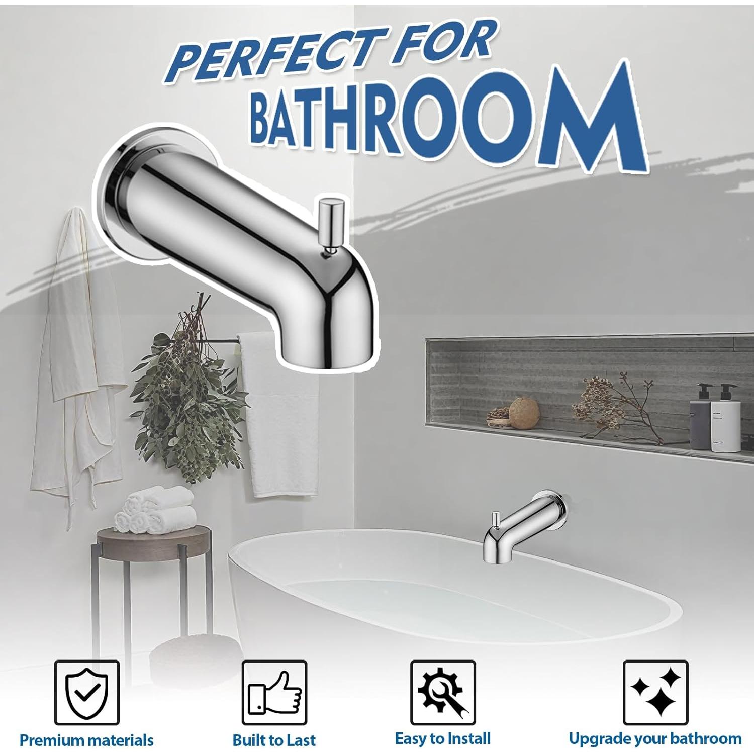 Grifo de bañera YASINU 7" con desvío, cromo, fácil instalación