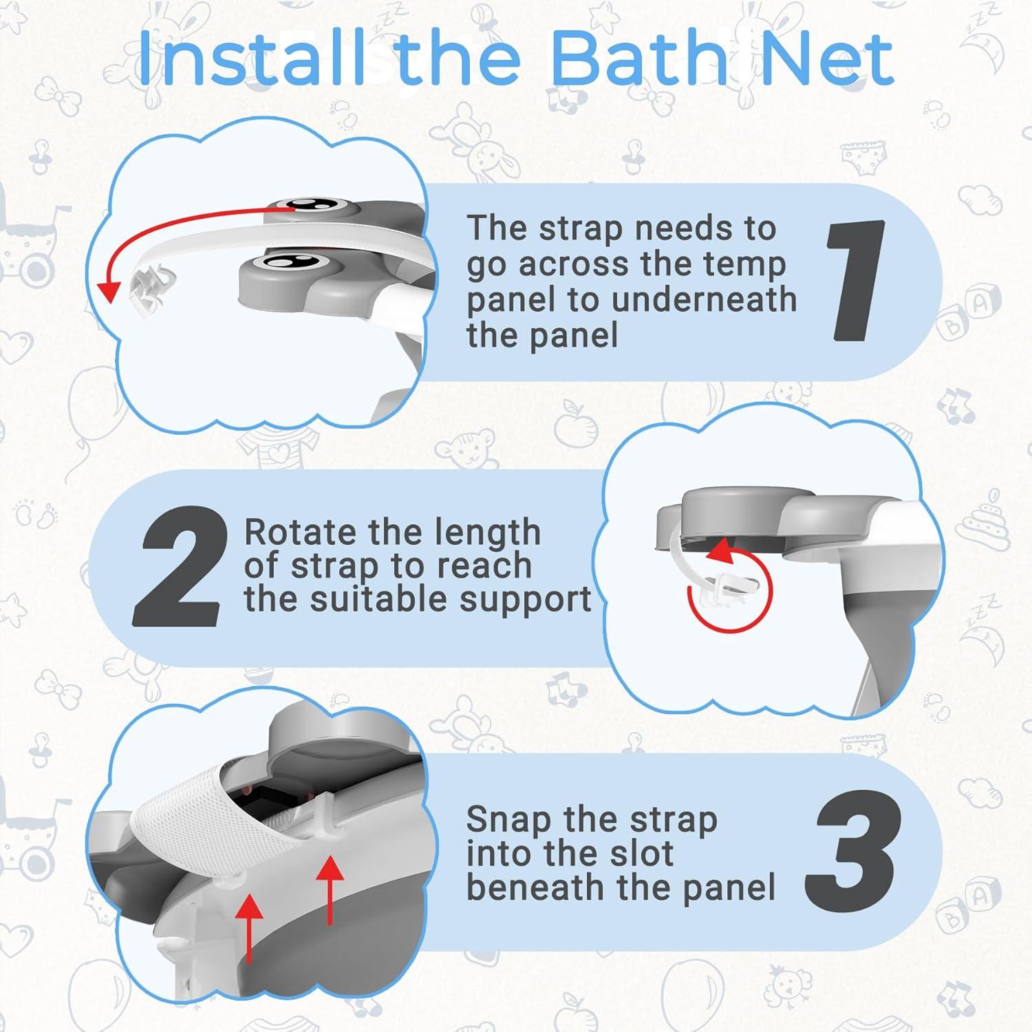 Bañera Plegable para Bebés Bunwag con Termómetro y Cojín - Gris