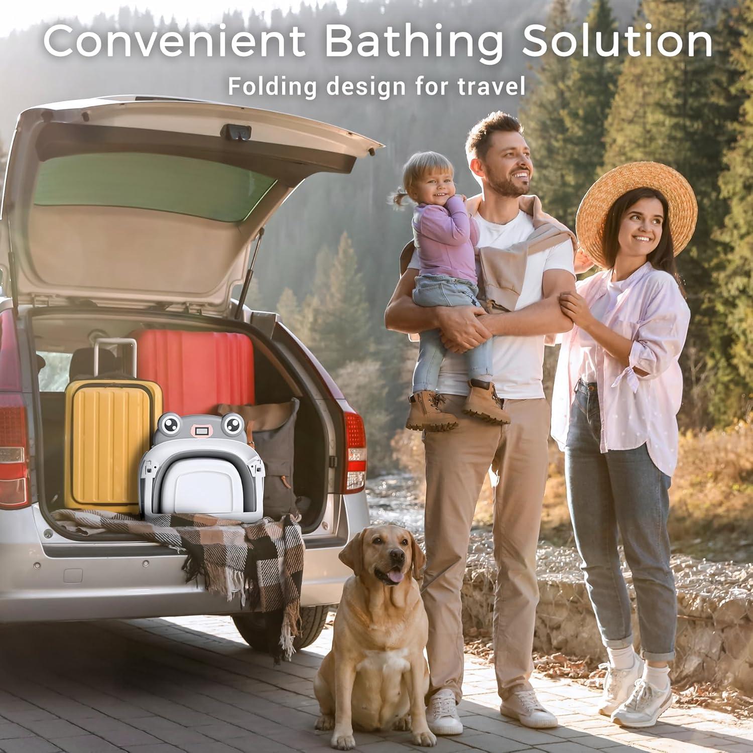 Bañera Plegable para Bebés Bunwag con Termómetro y Cojín - Gris