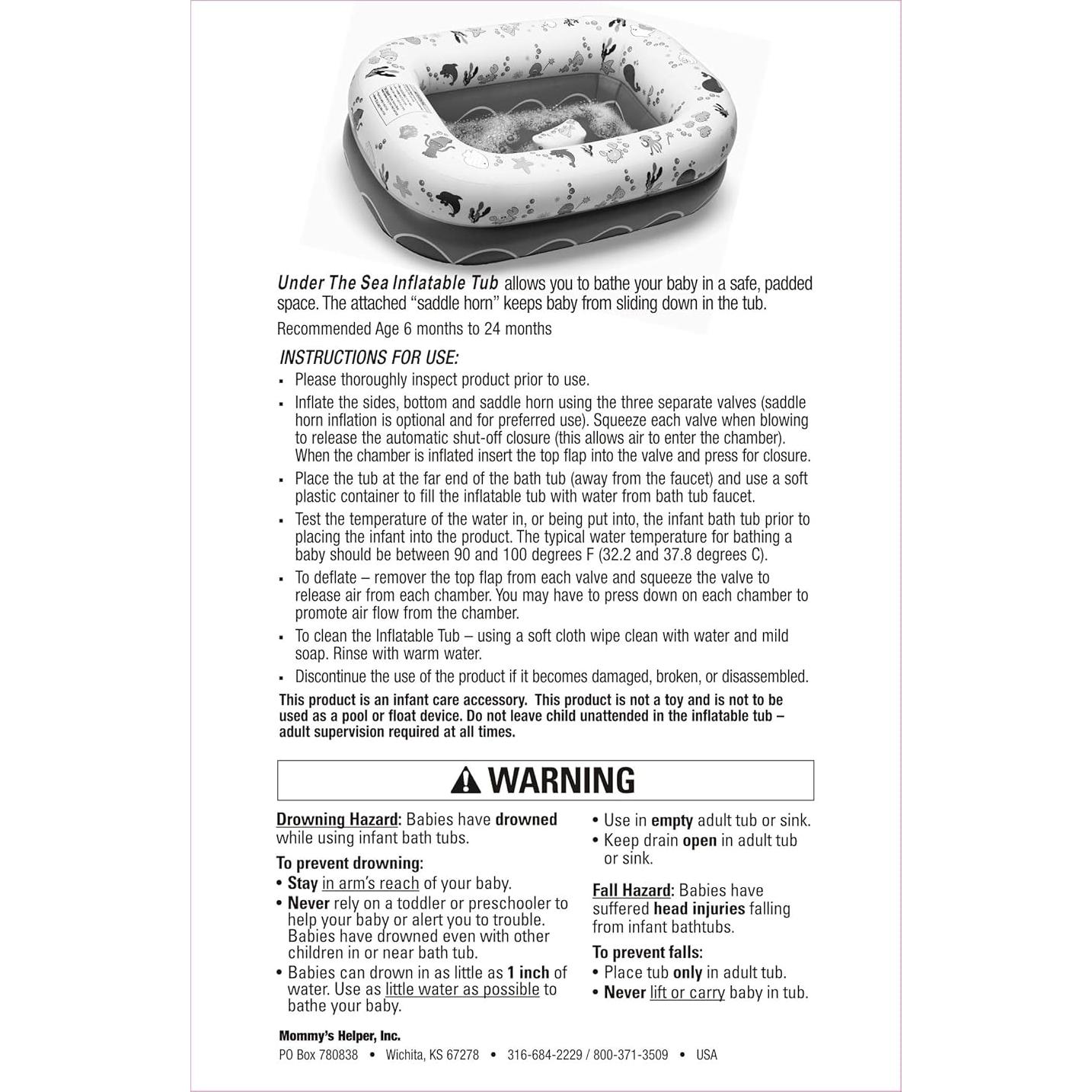 Bañera Inflable para Bebés Ayudante de Mamá - Bajo el Mar