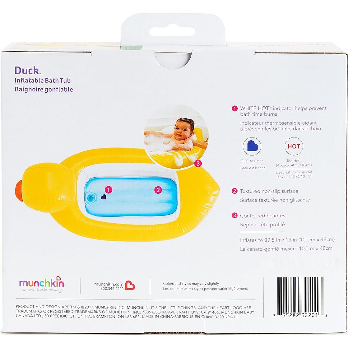 Bañera Inflable Munchkin Patito Amarillo con Alerta de Calor