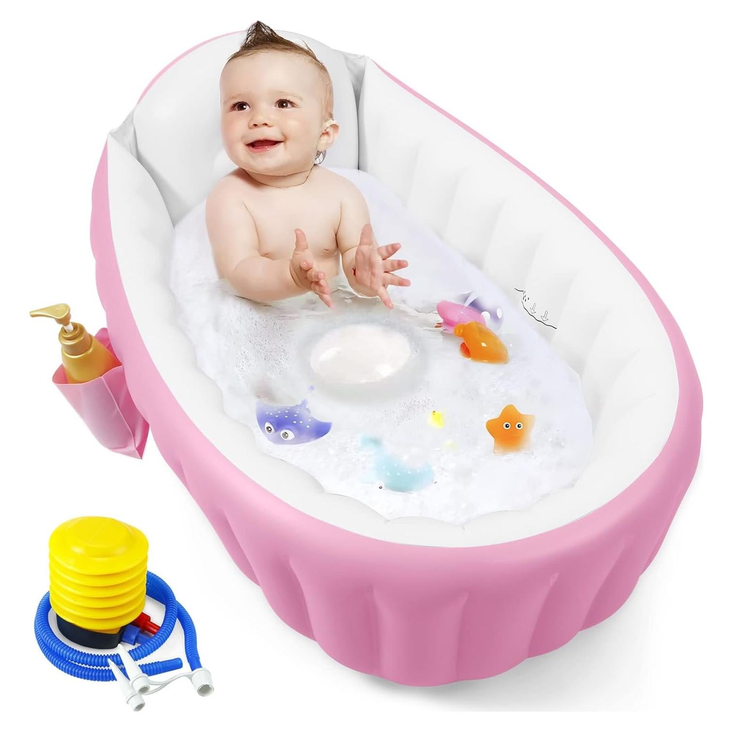 Bañera Inflable Portátil PandaEar para Bebés Rosa