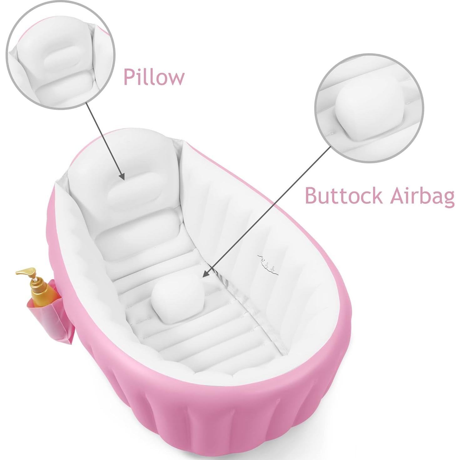 Bañera Inflable Portátil PandaEar para Bebés Rosa