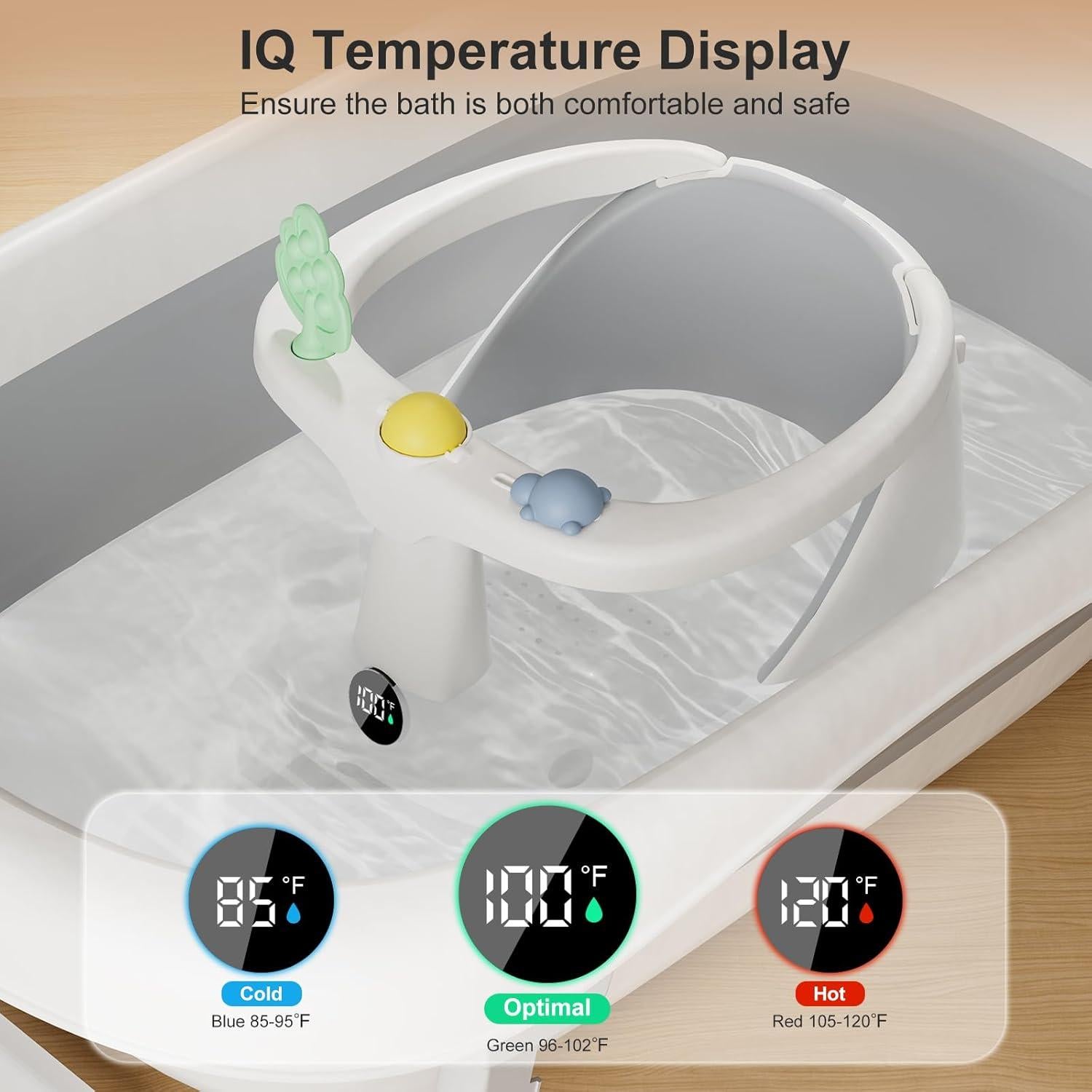 Asiento de Baño para Bebés DZMDIP Gris con Termómetro