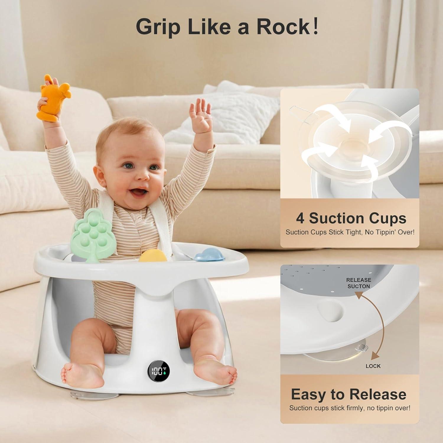 Asiento de Baño para Bebés DZMDIP Gris con Termómetro
