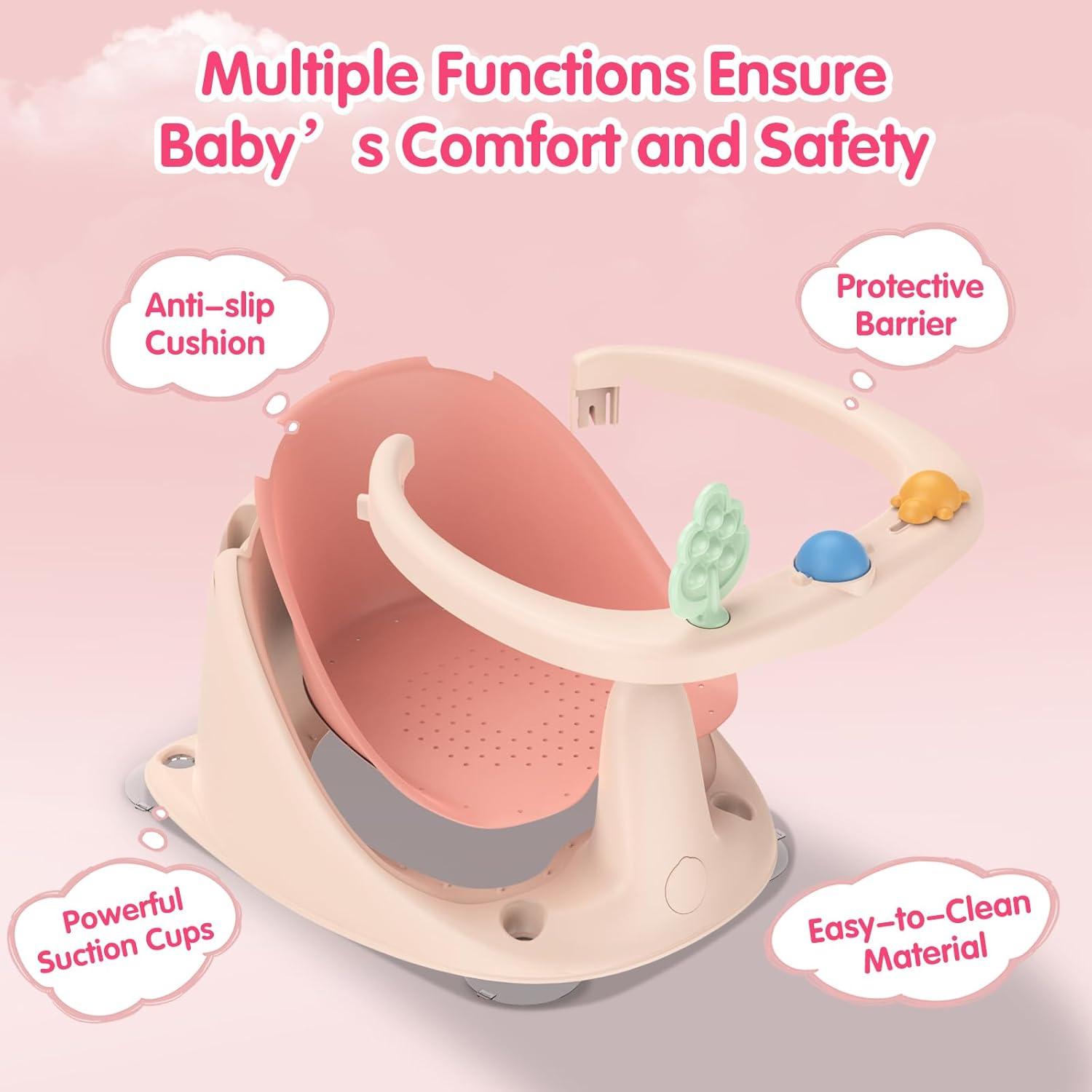 Asiento de Baño Antideslizante RPTGH para Bebés Rosa 6-24 Meses