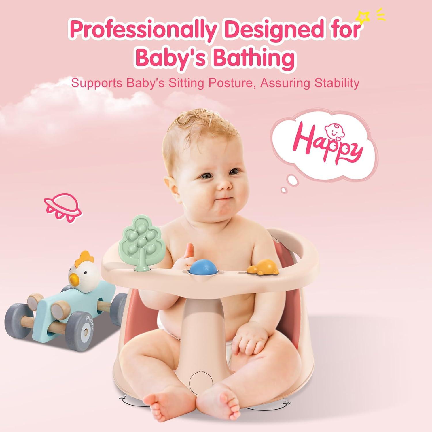 Asiento de Baño Antideslizante RPTGH para Bebés Rosa 6-24 Meses