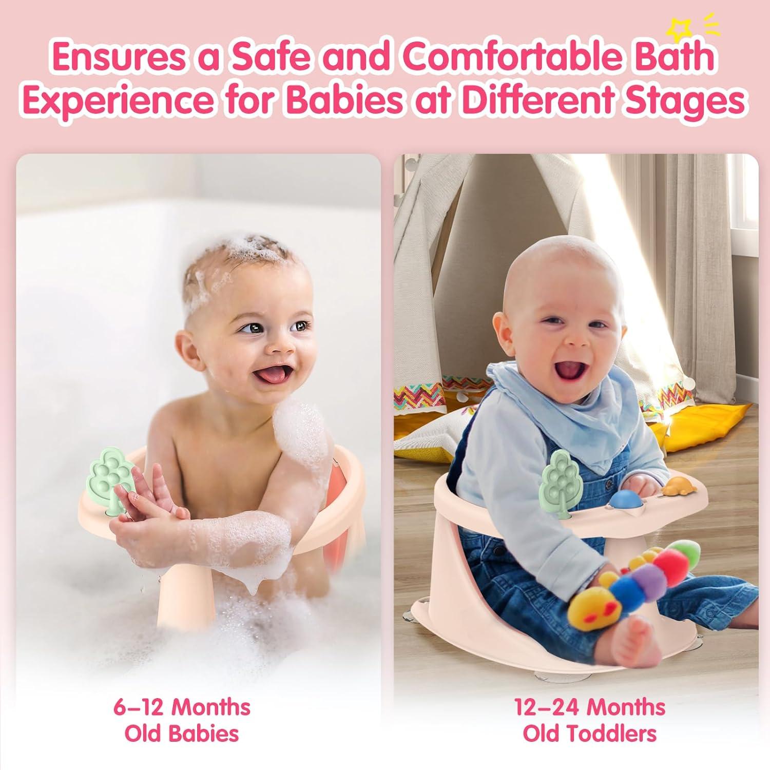 Asiento de Baño Antideslizante RPTGH para Bebés Rosa 6-24 Meses