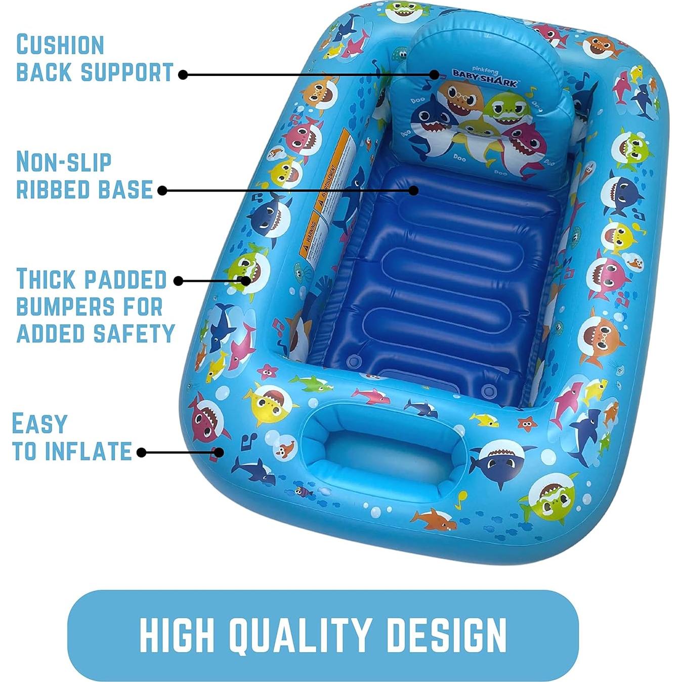 Bañera Inflable Baby Shark - Bañera para Bebés con Soporte