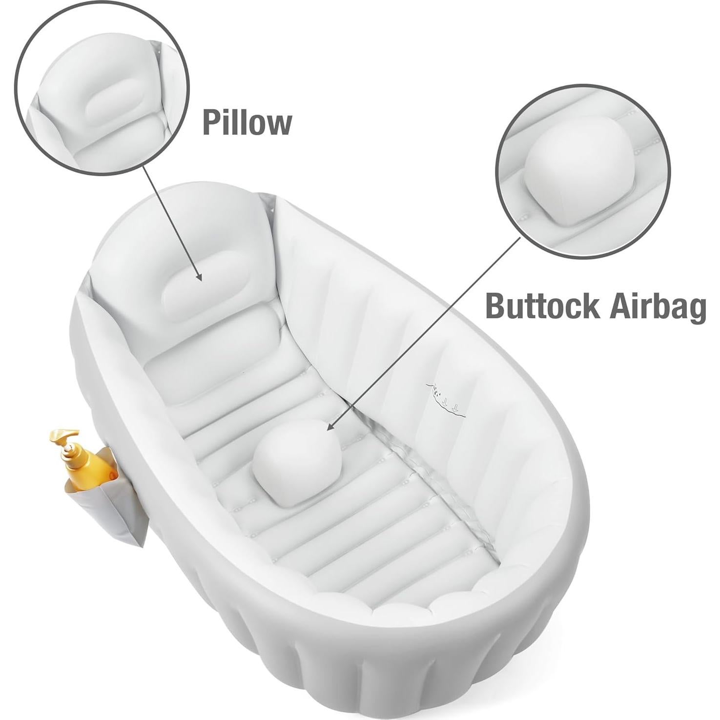 Bañera Inflable PandaEar para Bebés 6-12 Meses con Bomba