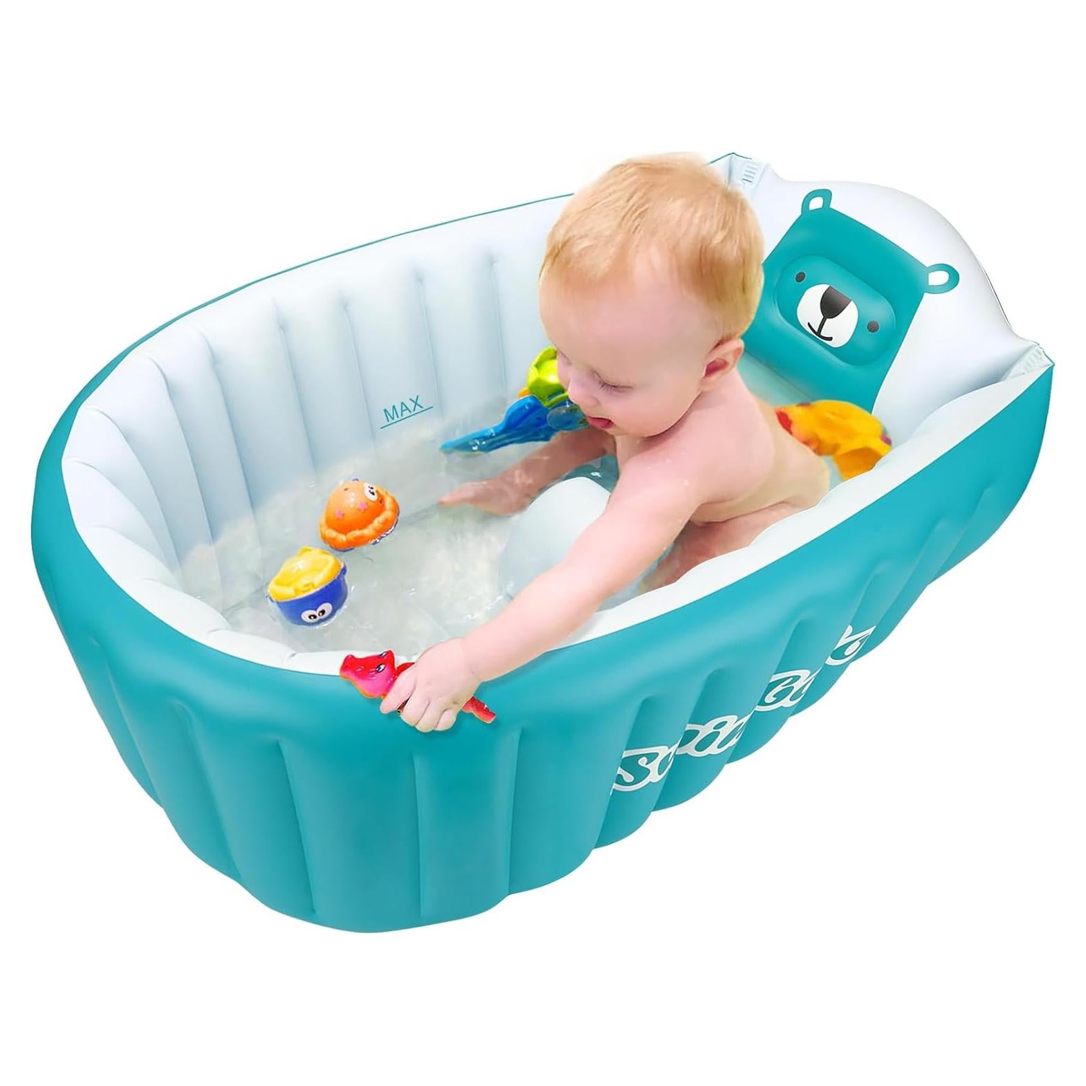 Tina Inflable para Bebés KAKA Azul 82x28cm Antideslizante