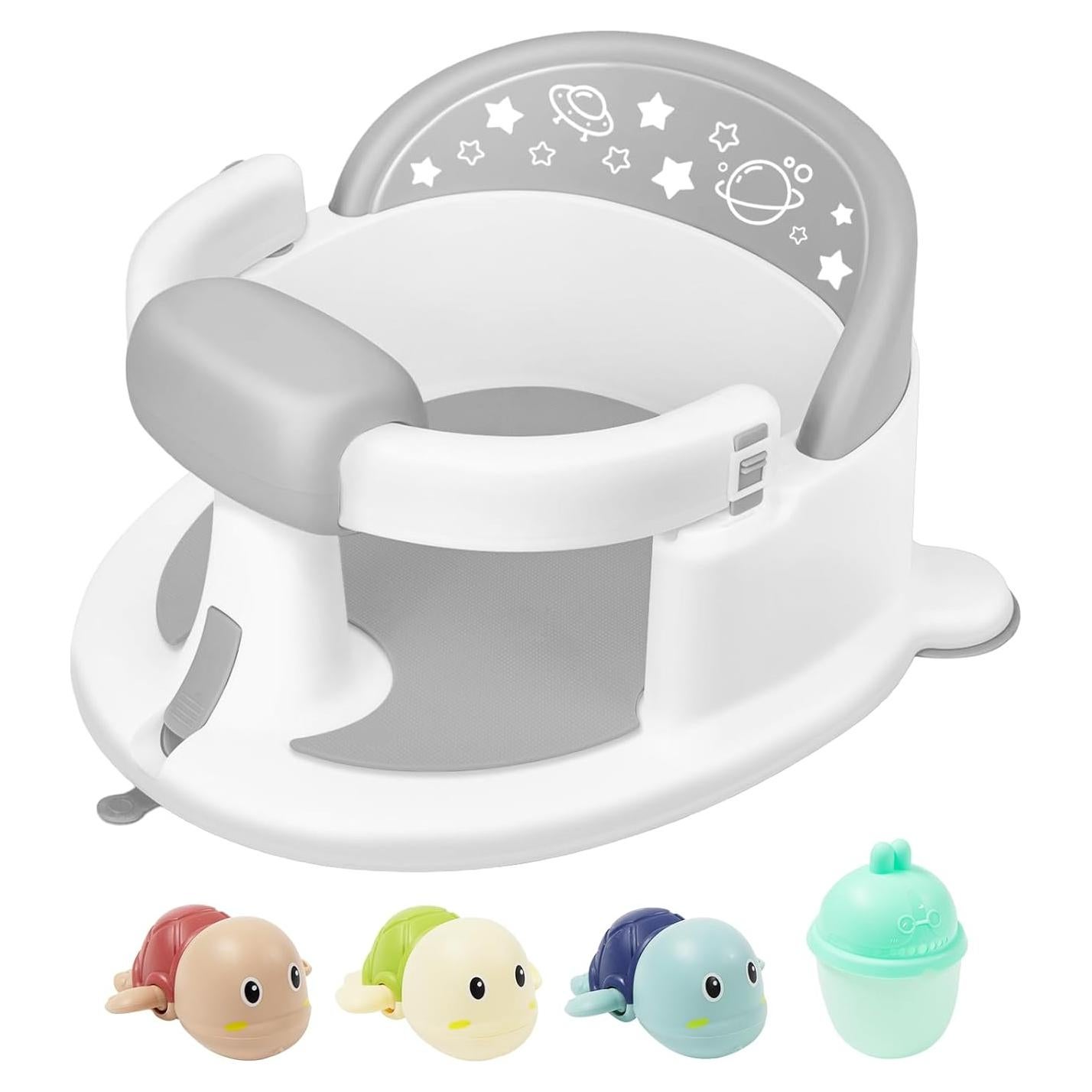 Asiento de Baño para Bebés 6 Meses, Gris, Antideslizante