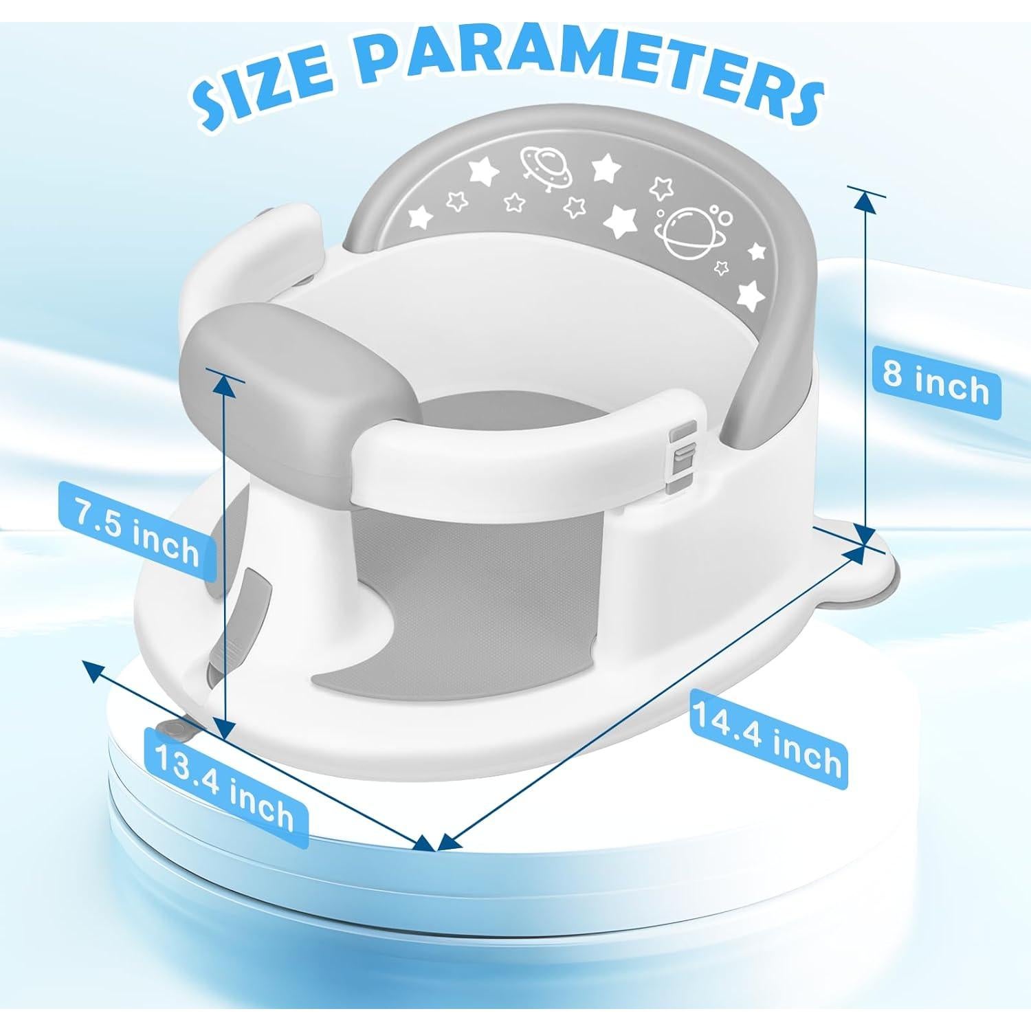 Asiento de Baño para Bebés 6 Meses, Gris, Antideslizante