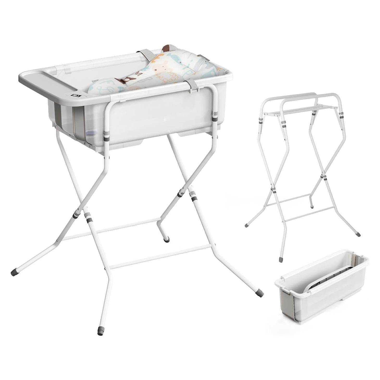 Bañera Plegable para Bebés Elyelsanns con Soporte y Termómetro