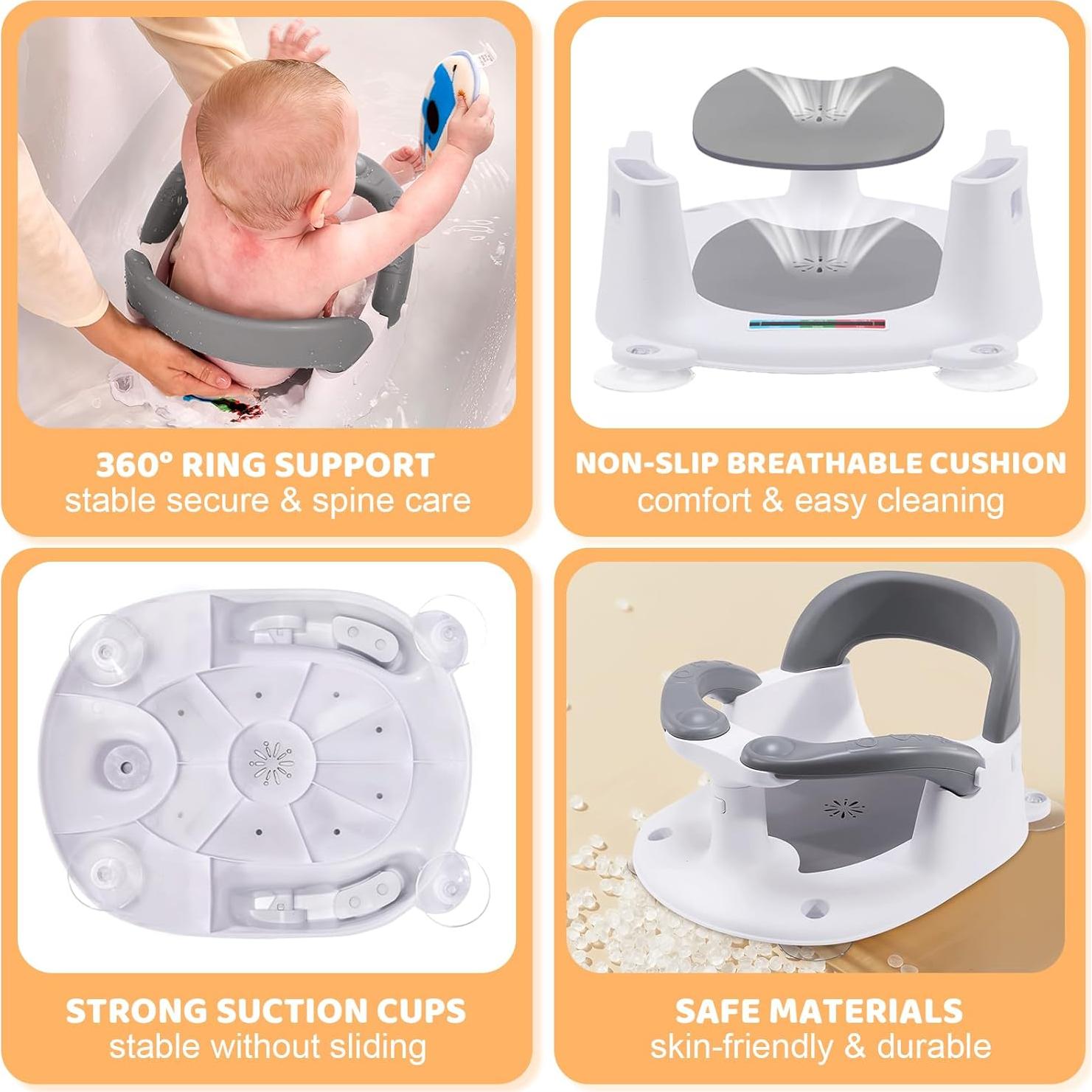 Asiento de Baño para Bebés Blanco - Con Alerta de Temperatura