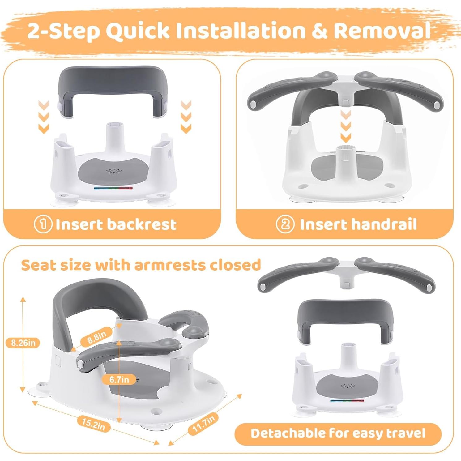 Asiento de Baño para Bebés Blanco - Con Alerta de Temperatura