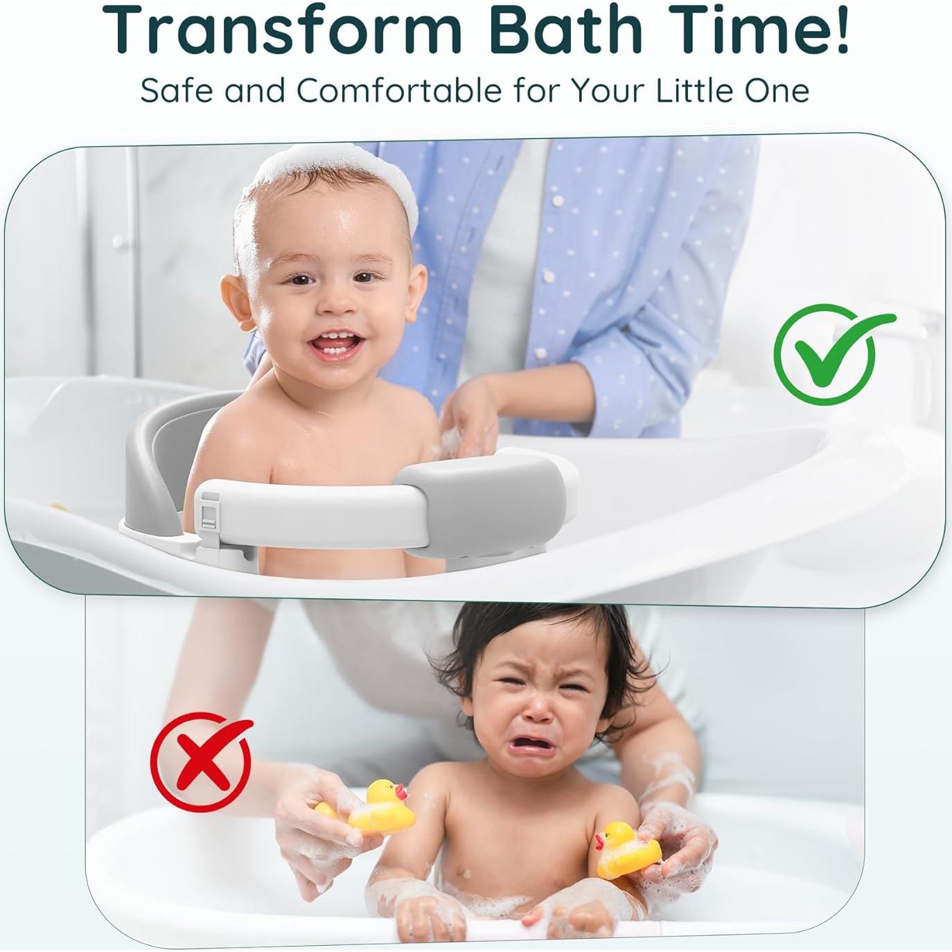 Asiento de Baño para Bebés Gris - Con Ventosas y Soporte 360°