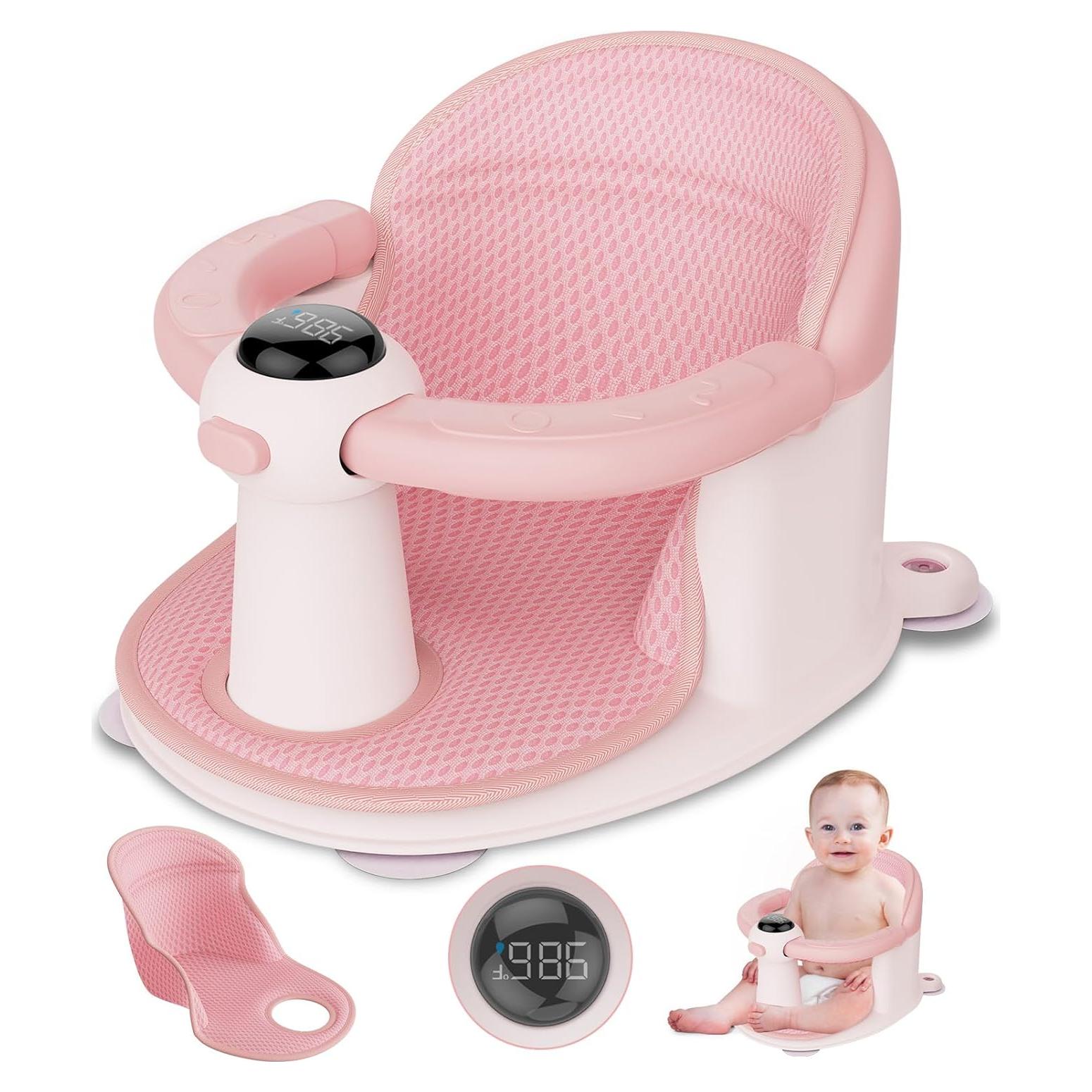 Asiento de Baño para Bebés TOSGN Rosa con Pantalla de Temperatura