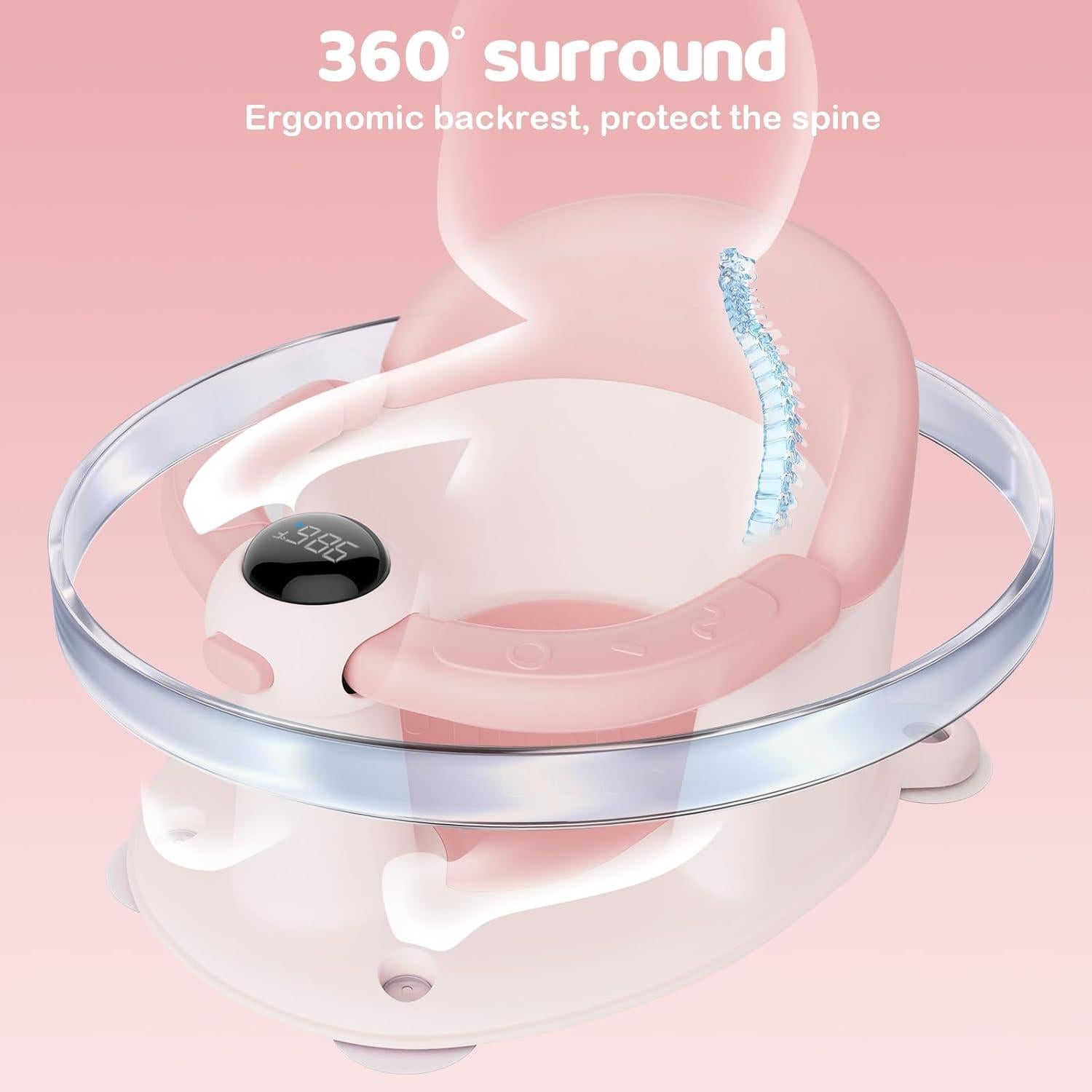 Asiento de Baño para Bebés TOSGN Rosa con Pantalla de Temperatura