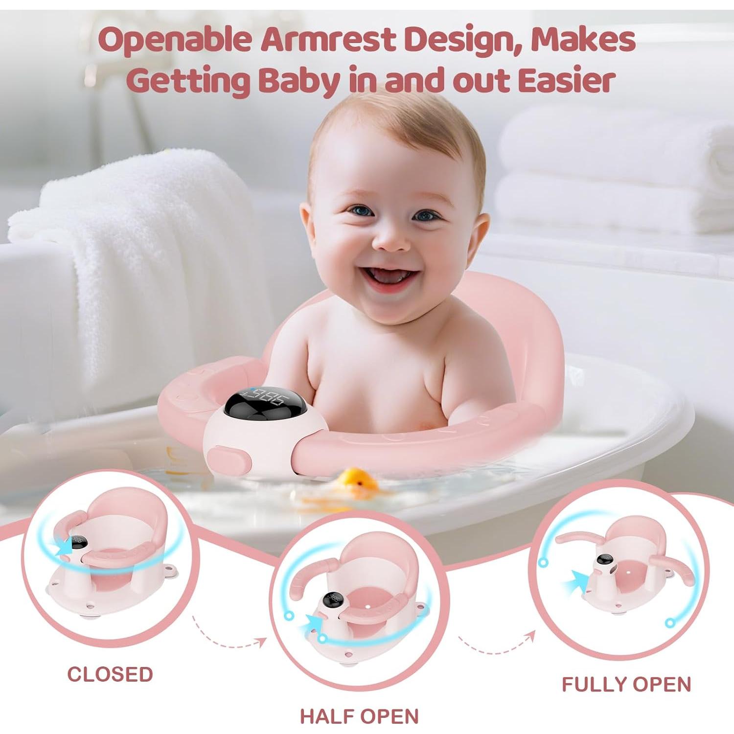 Asiento de Baño para Bebés TOSGN Rosa con Pantalla de Temperatura