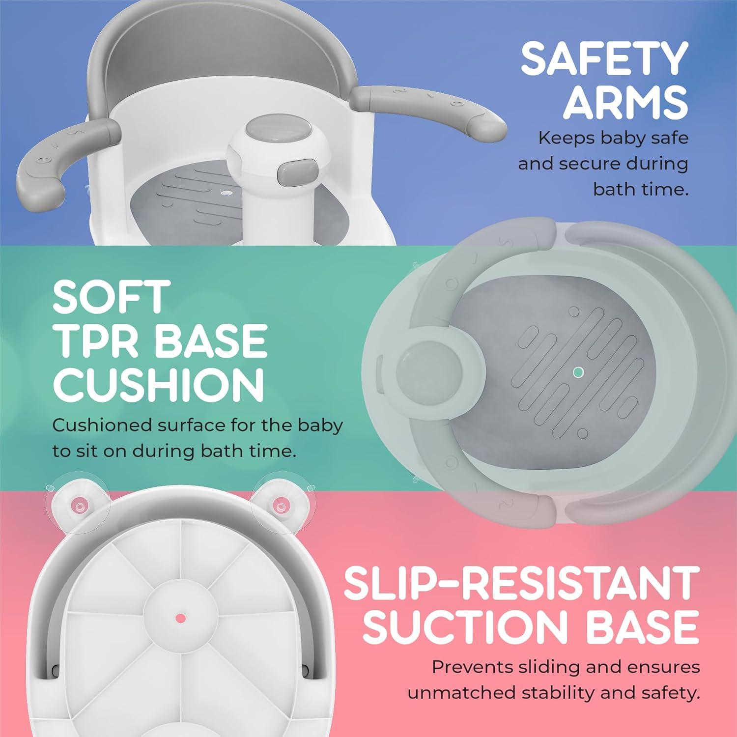 Asiento de Baño para Bebés Bebeleh USA - Gris, 6 meses+