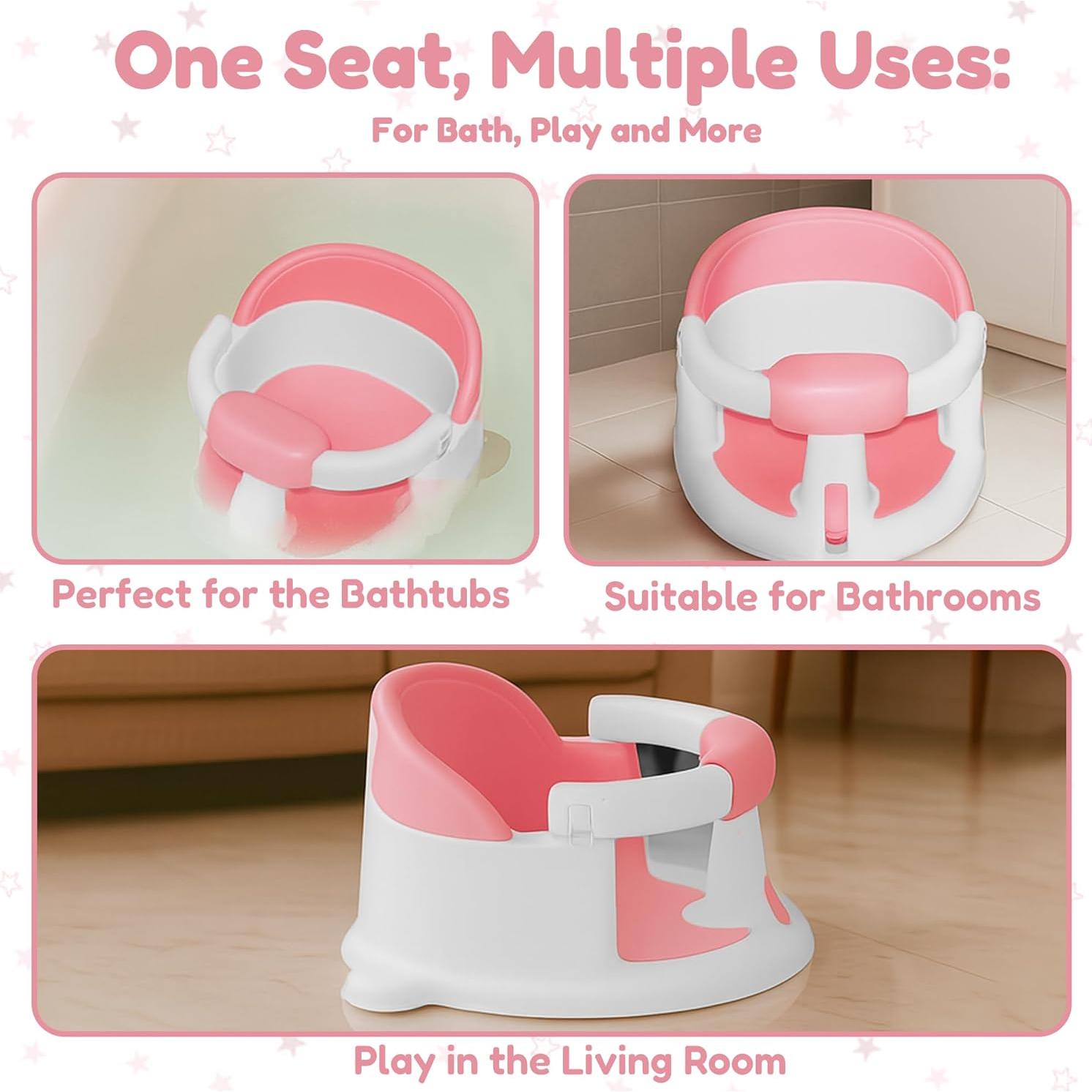Asiento de Baño para Bebés Jetfresh Rosa con Termómetro Flotante