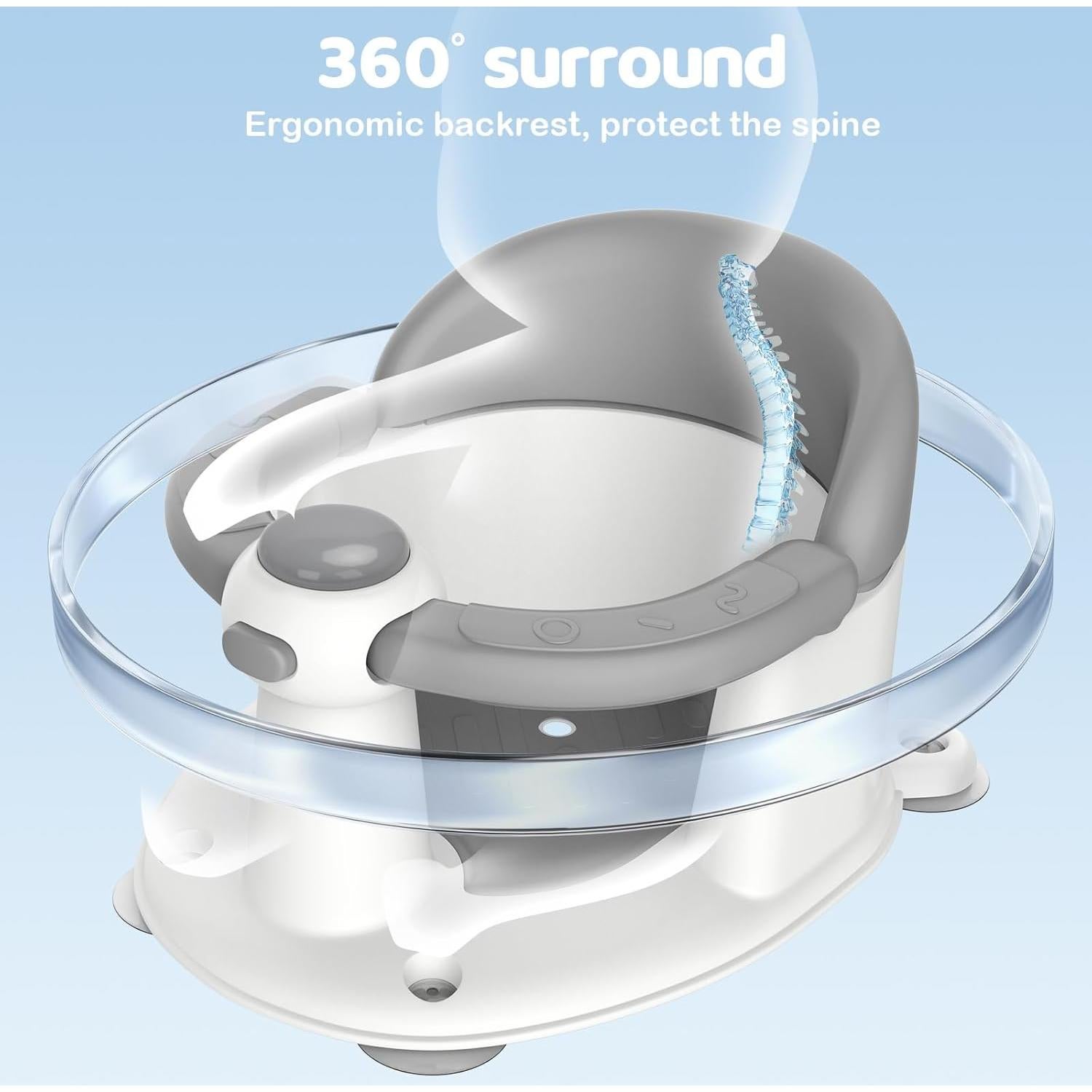 Asiento de baño para bebés TOSGN antideslizante gris 9kg