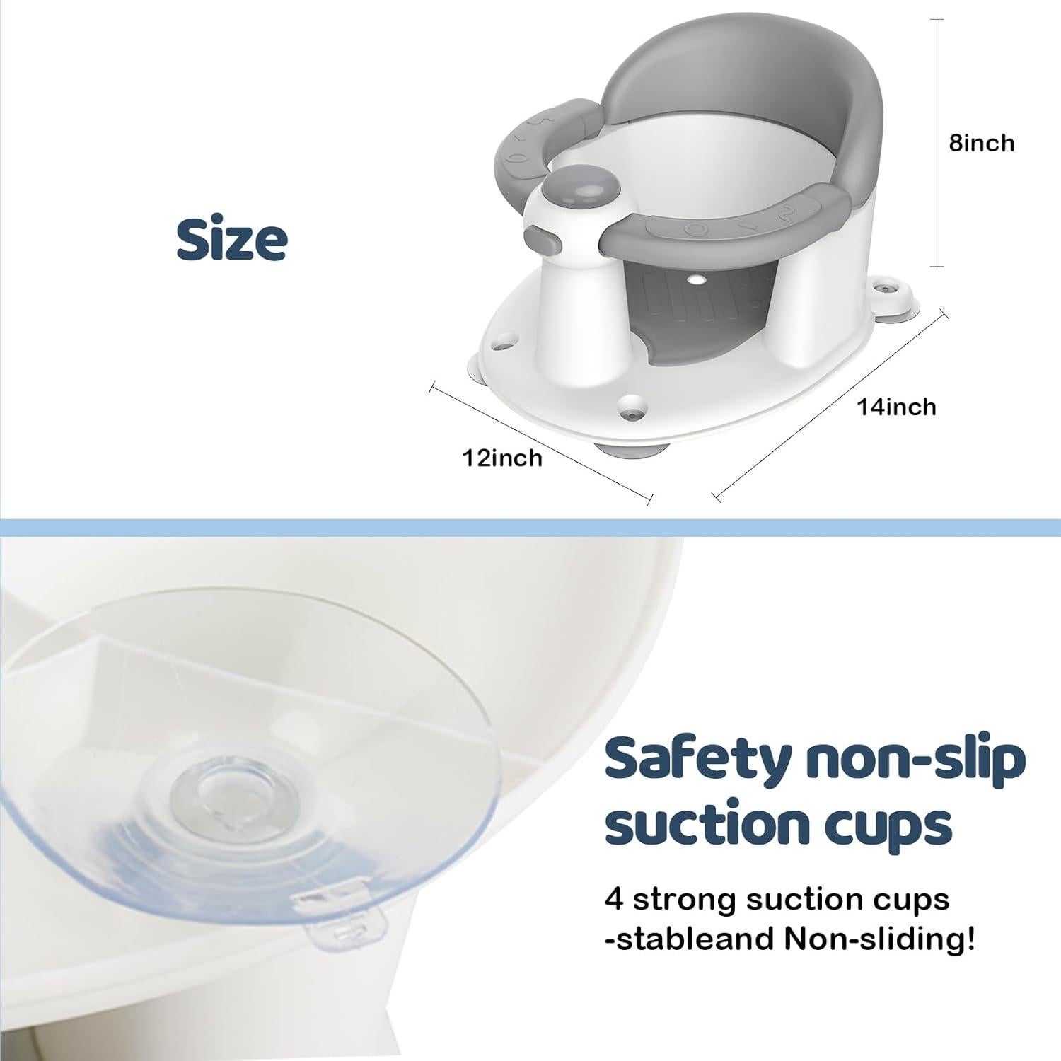 Asiento de baño para bebés TOSGN antideslizante gris 9kg