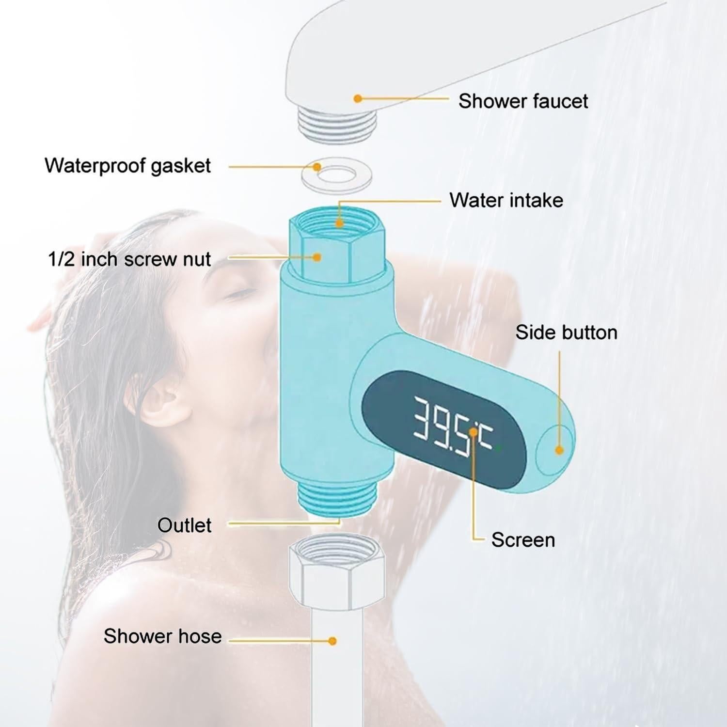 Termómetro Digital de Ducha Haomeiduo con Pantalla LED 360°