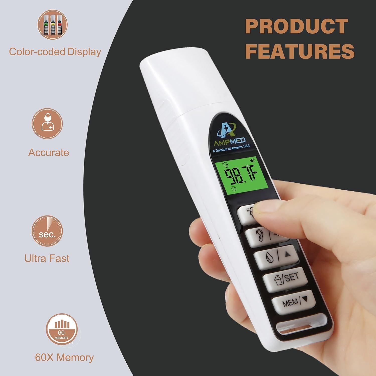 Termómetro Infrarrojo Amplim 3 en 1 para Bebés y Adultos