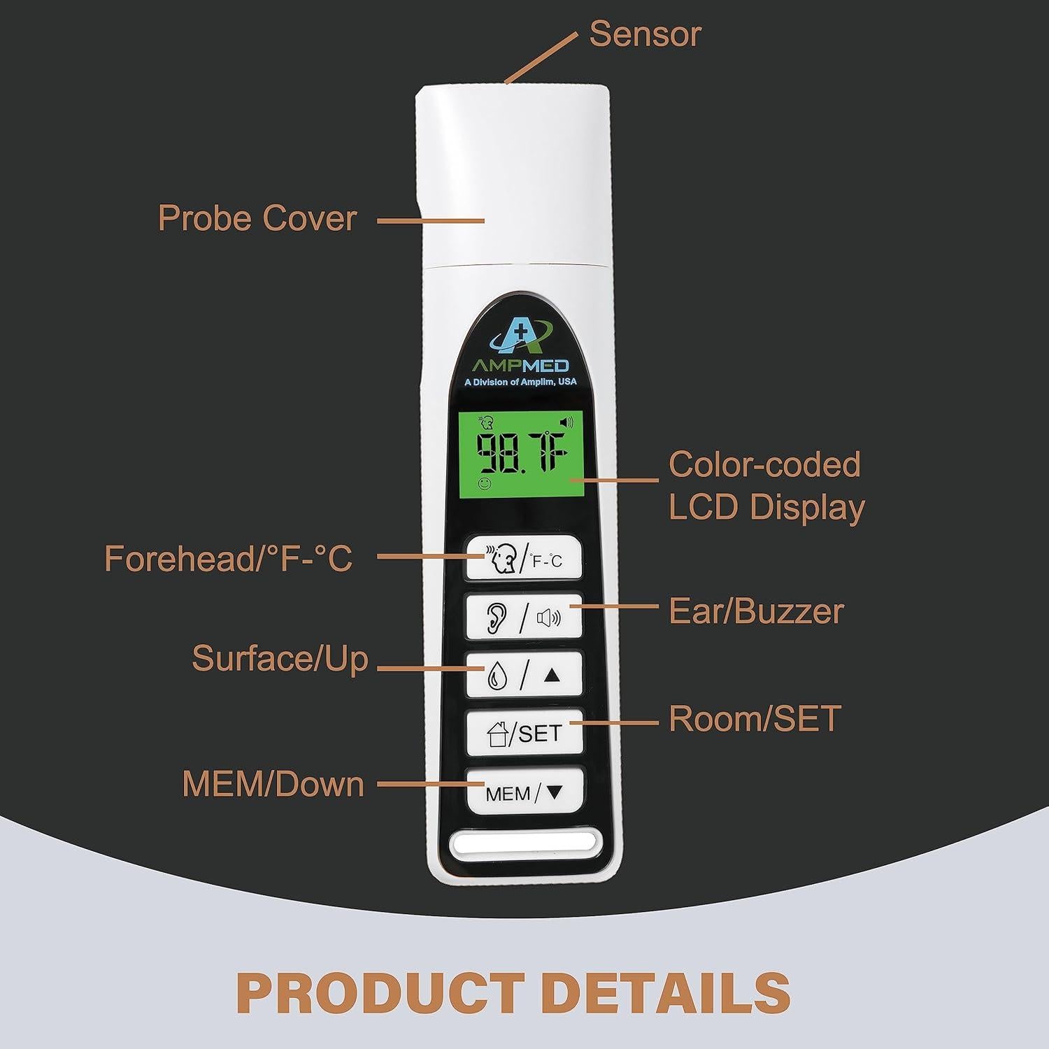 Termómetro Infrarrojo Amplim 3 en 1 para Bebés y Adultos