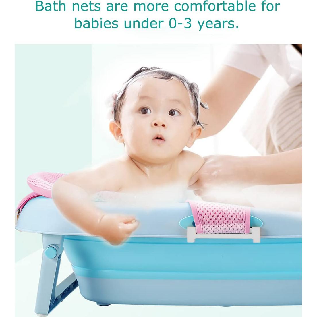 Asiento de Baño Antideslizante para Bebé Malla Ajustable Rosa