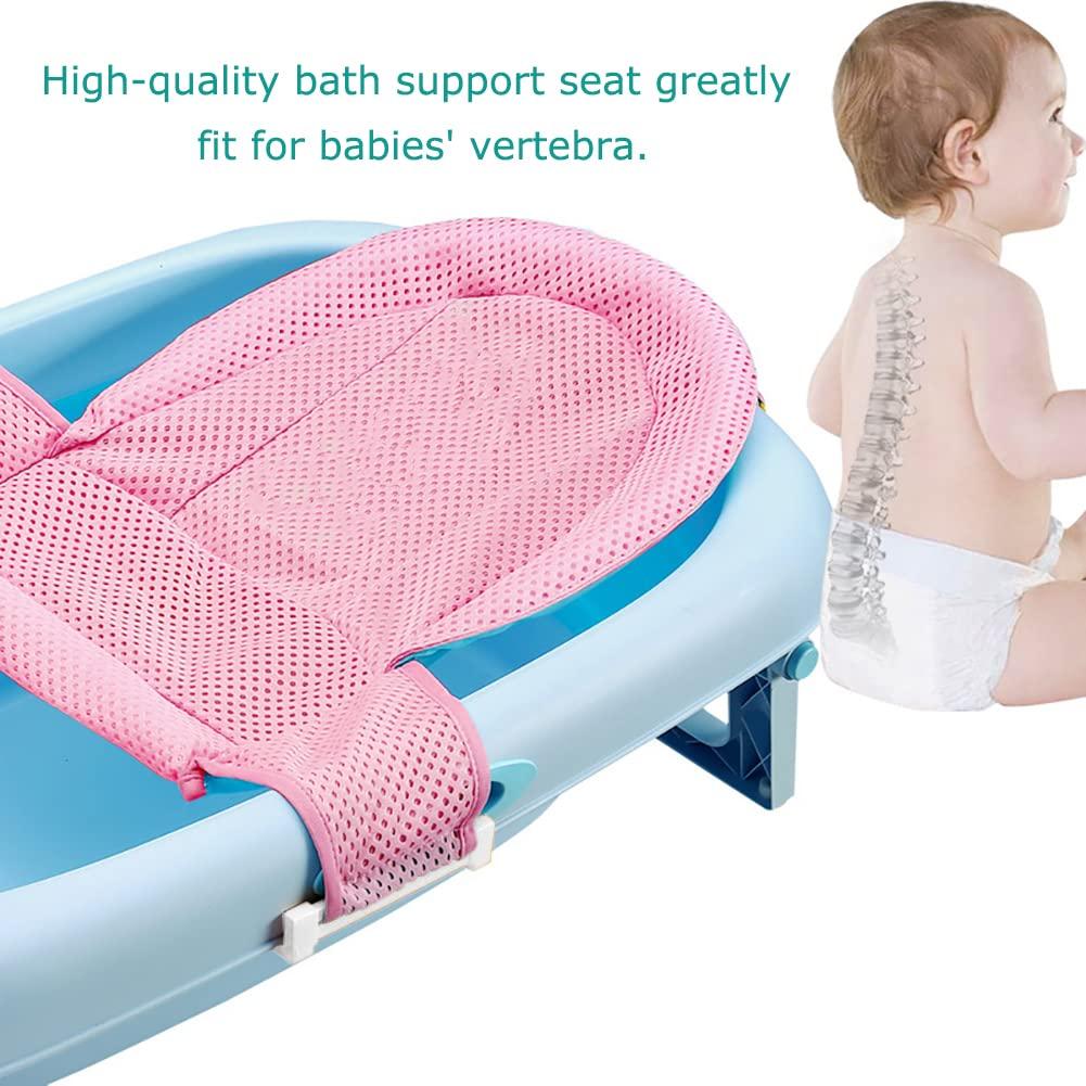 Asiento de Baño Antideslizante para Bebé Malla Ajustable Rosa