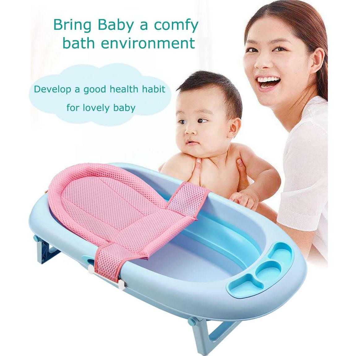 Asiento de Baño Antideslizante para Bebé Malla Ajustable Rosa