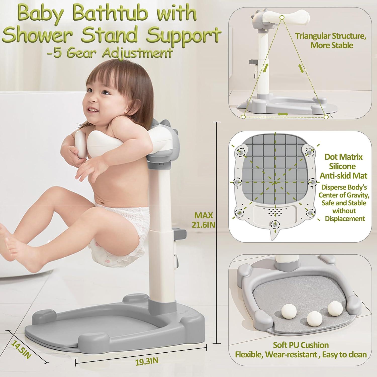 Soporte de Ducha para Bebés Verde Ajustable Antipellizco