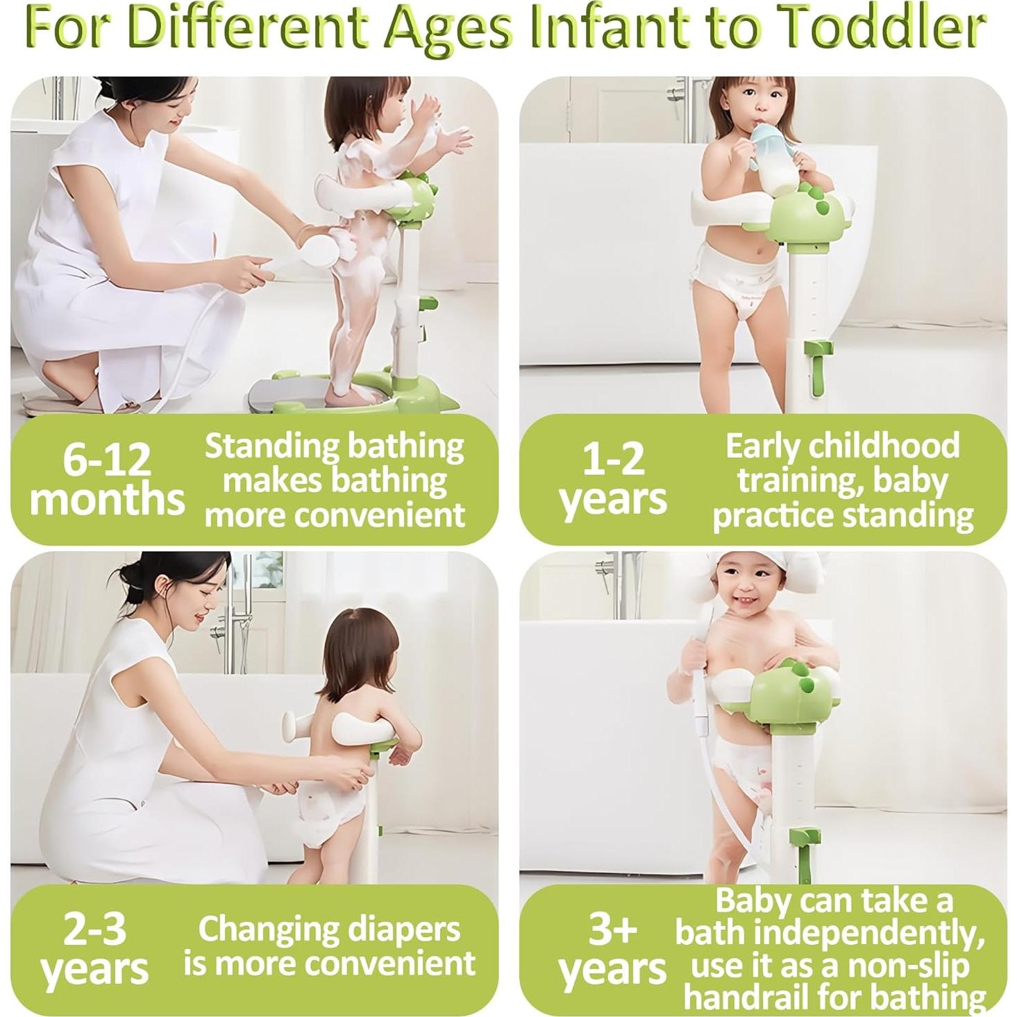 Soporte de Ducha para Bebés Verde Ajustable Antipellizco