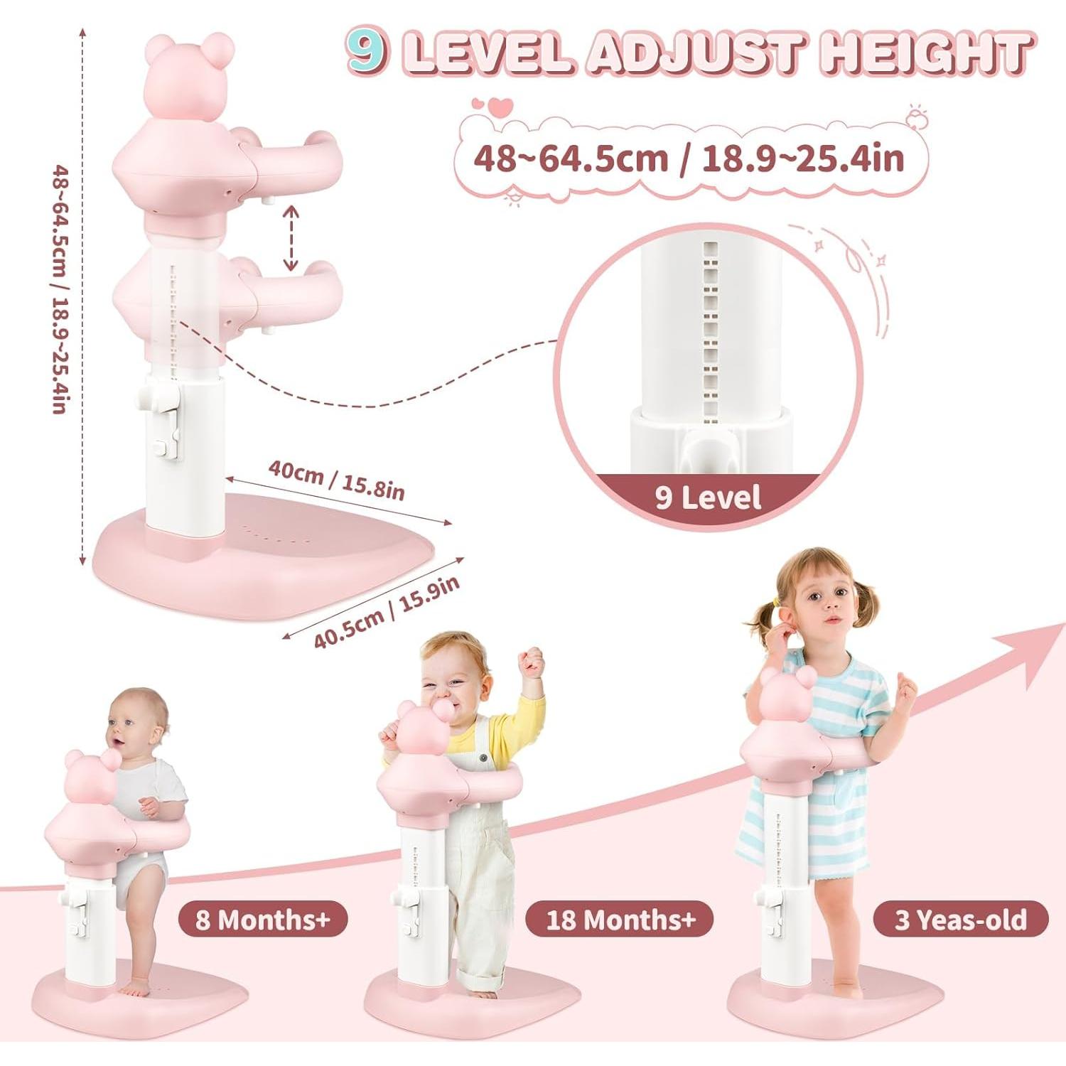 Soporte de Ducha Ajustable para Bebé Rosa - Baño Seguro 8-36 Meses