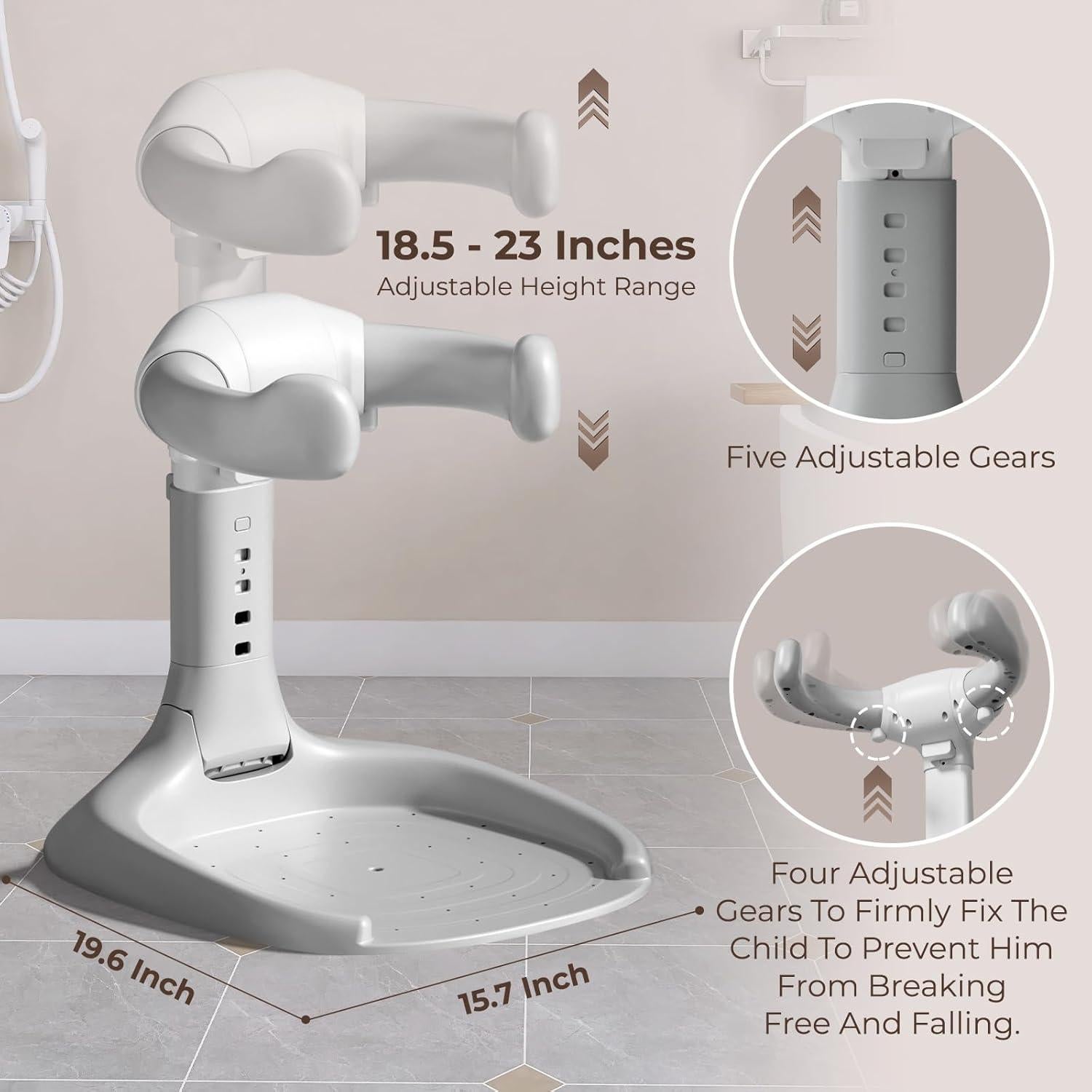 Soporte de Ducha para Bebés Xuysi Ajustable y Plegable Gris