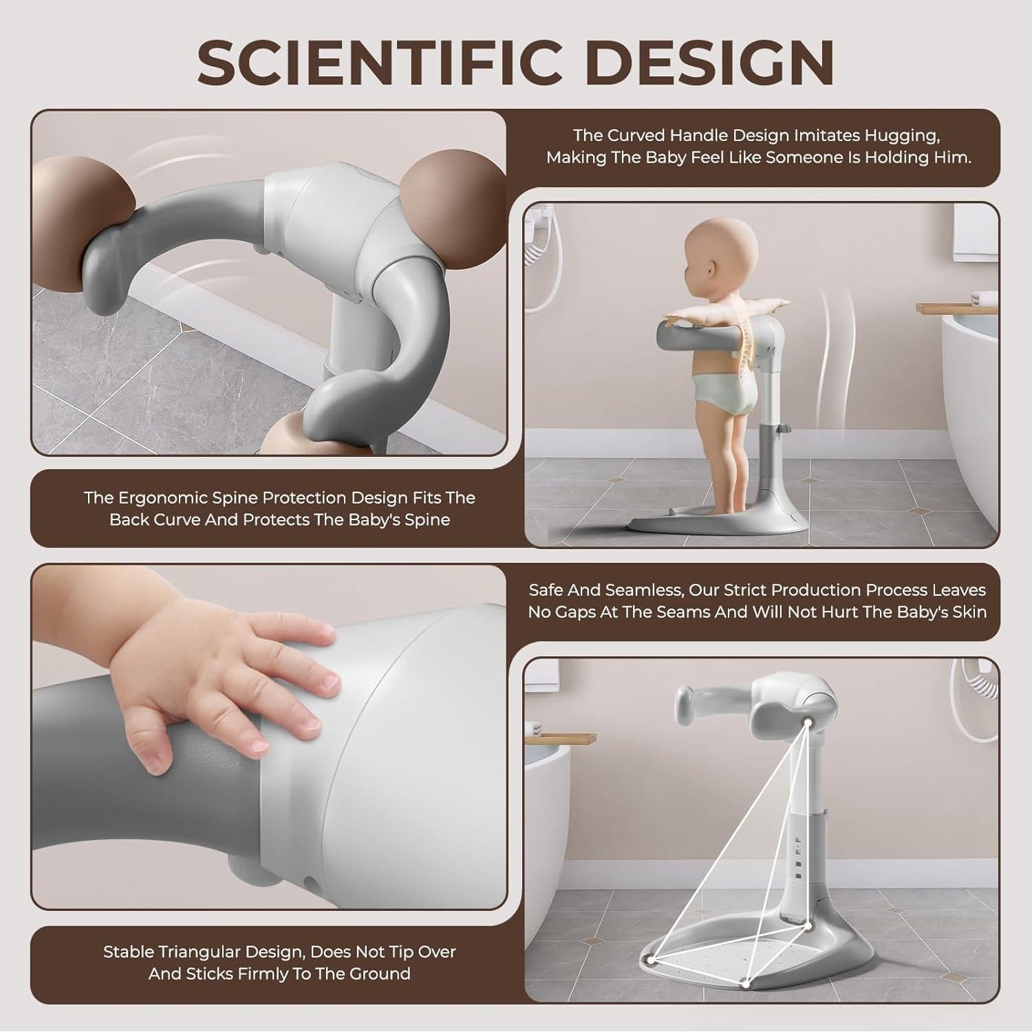 Soporte de Ducha para Bebés Xuysi Ajustable y Plegable Gris