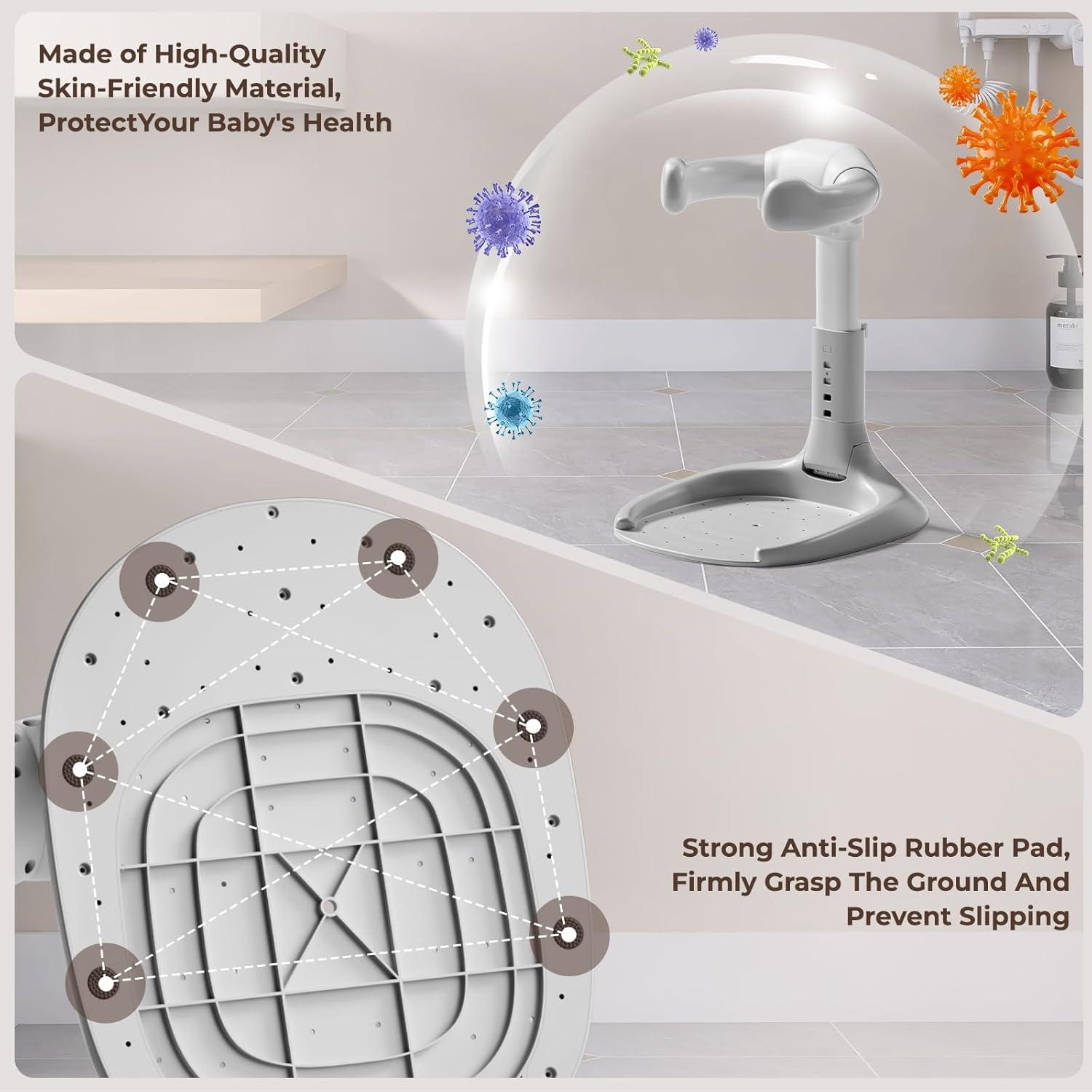 Soporte de Ducha para Bebés Xuysi Ajustable y Plegable Gris
