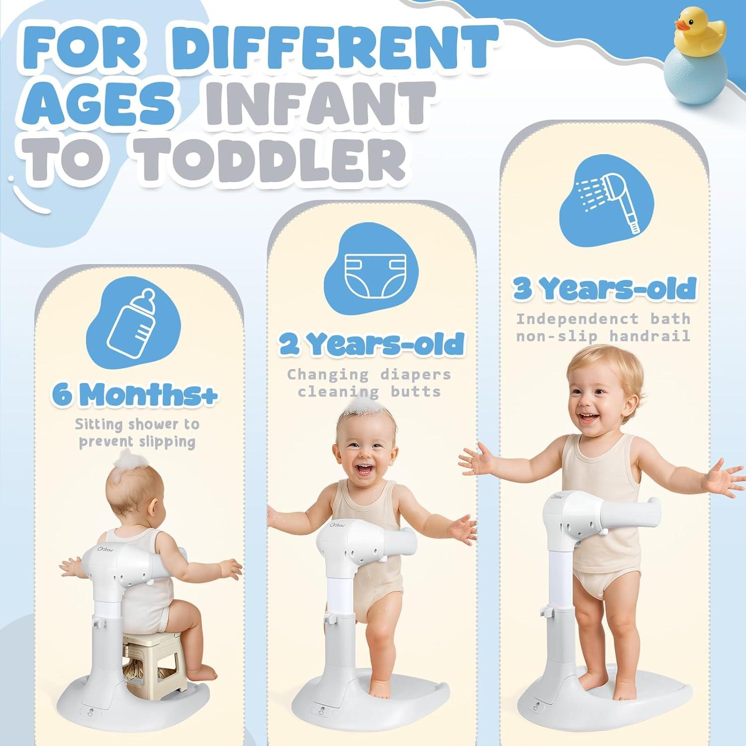 Soporte de Ducha Plegable para Bebé Orzbow - Ajustable 47-57 cm