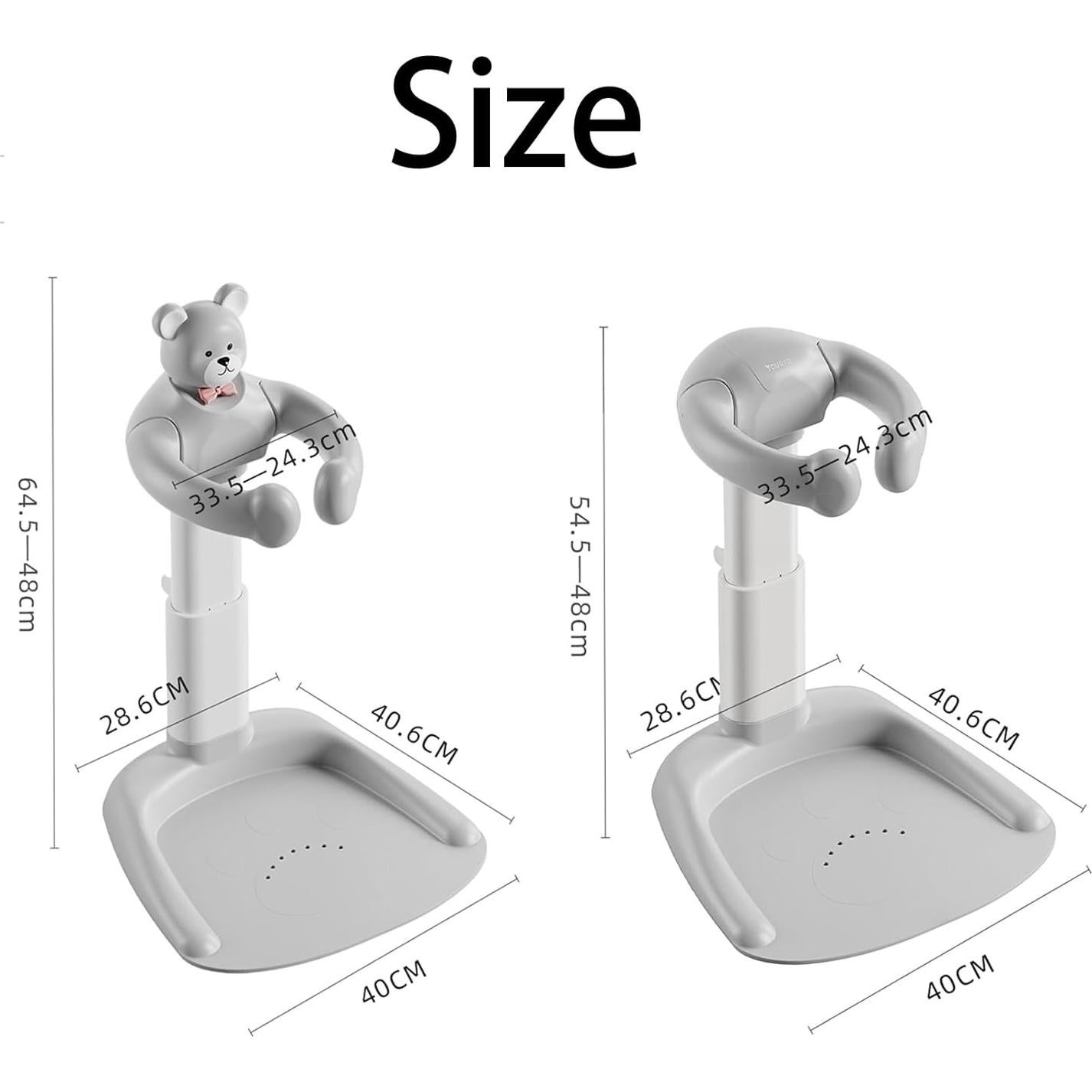 Soporte de Ducha para Bebés Ajustable Antideslizante Oso Gris