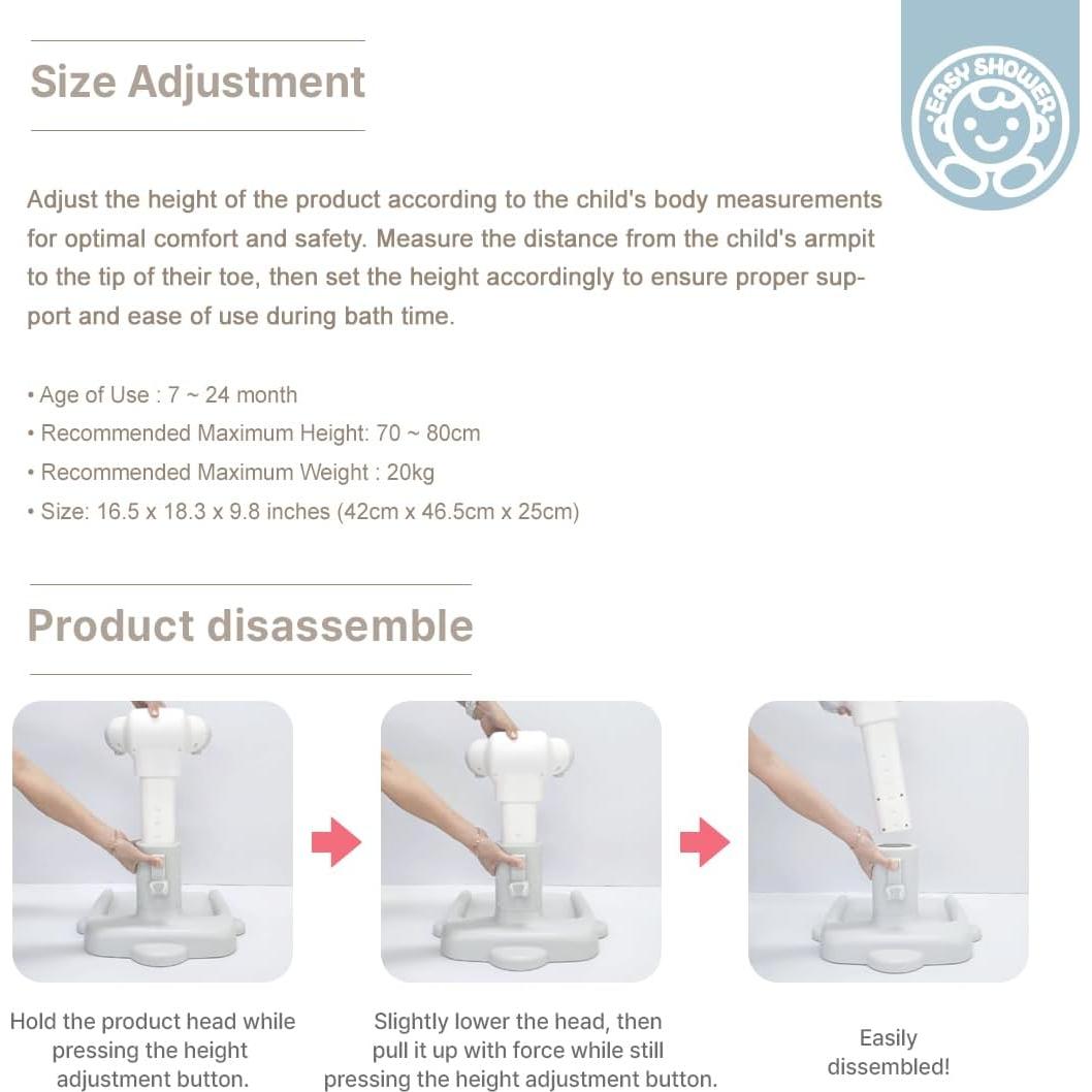 Soporte de Ducha Ajustable para Bebés Easy Shower - 7 a 24 Meses