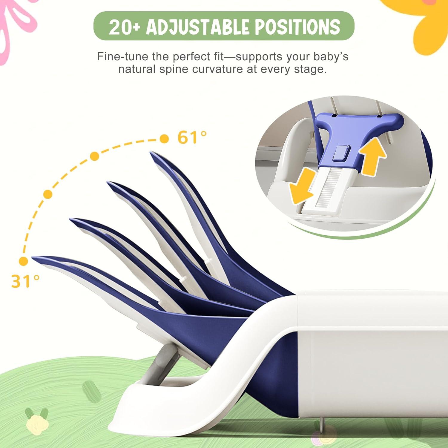 Bañera Reclinable para Bebés LAUJIA Azul 0-3 Años