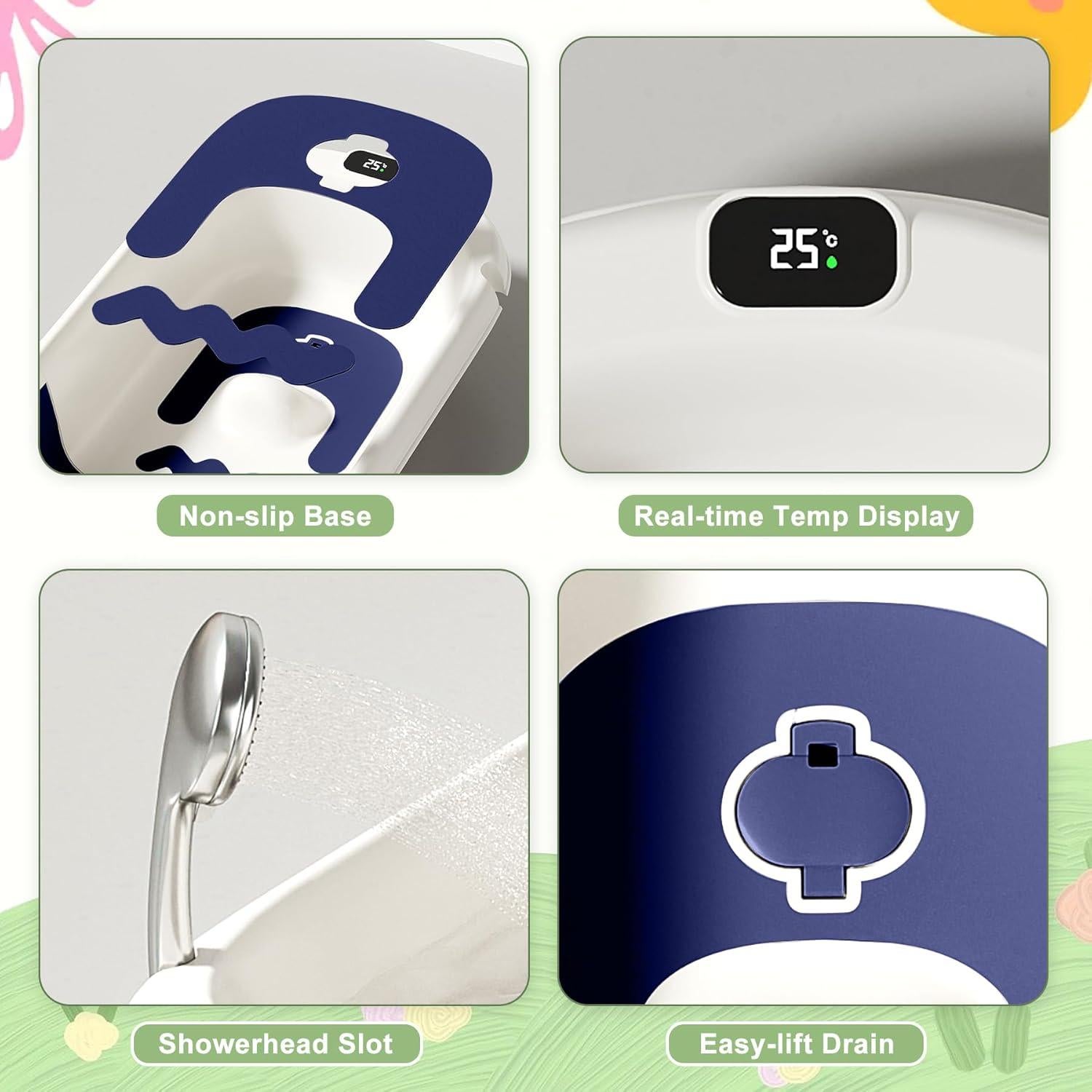 Bañera Reclinable para Bebés LAUJIA Azul 0-3 Años