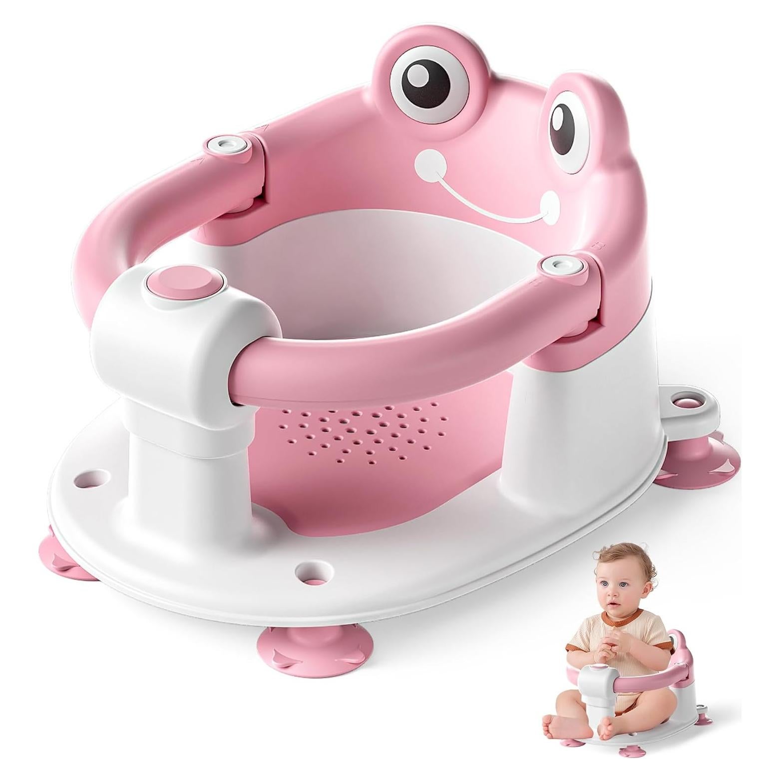 Asiento de Baño Antideslizante para Bebés Rana Rosa - 0.99 kg