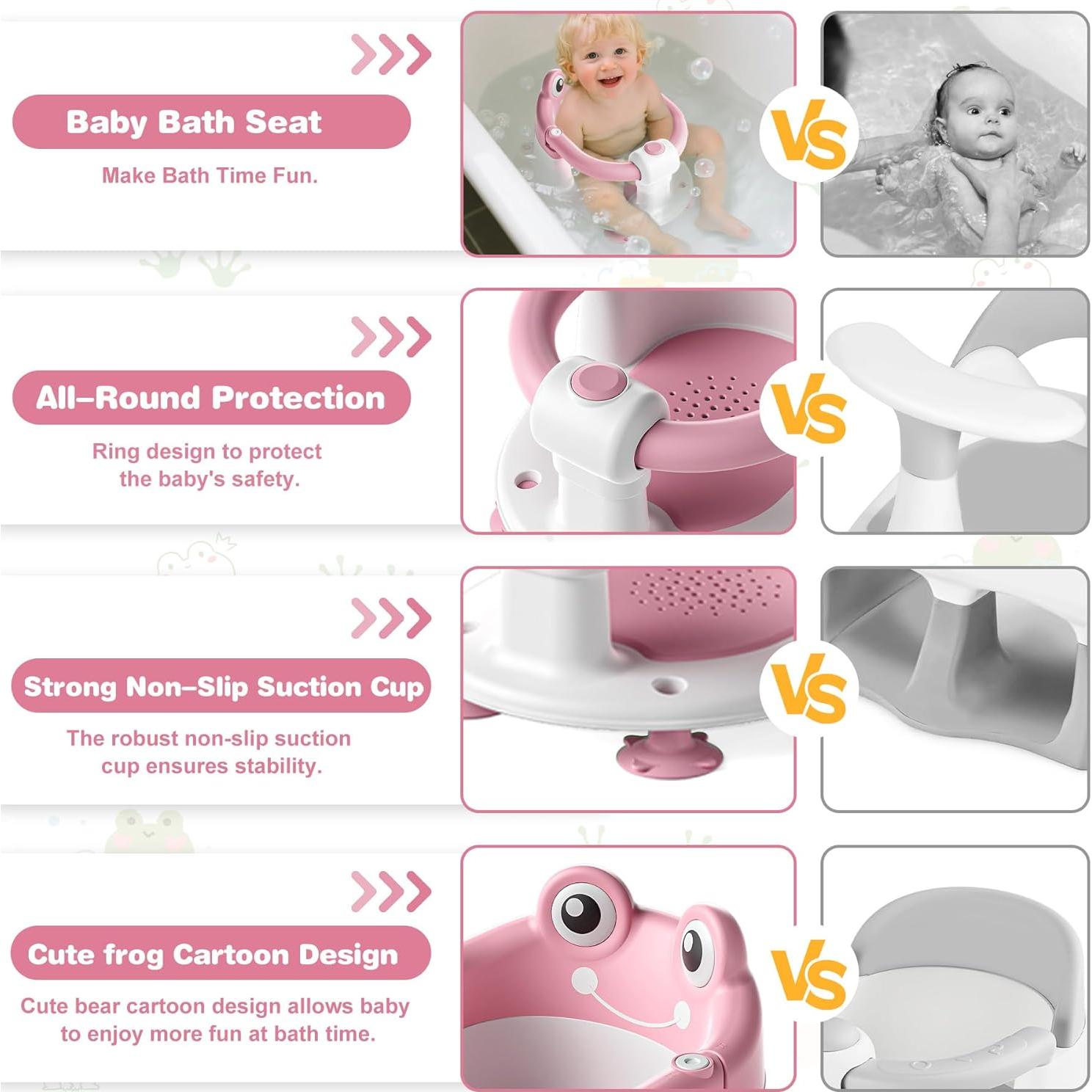 Asiento de Baño Antideslizante para Bebés Rana Rosa - 0.99 kg