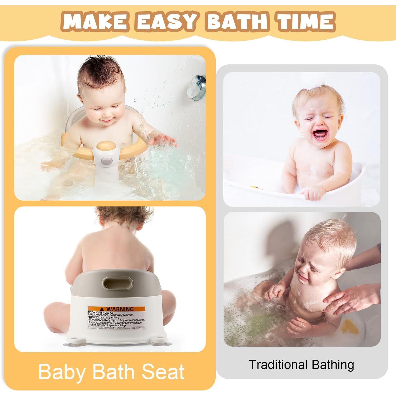Asiento de Baño para Bebés Amarillo Antideslizante 1.2kg