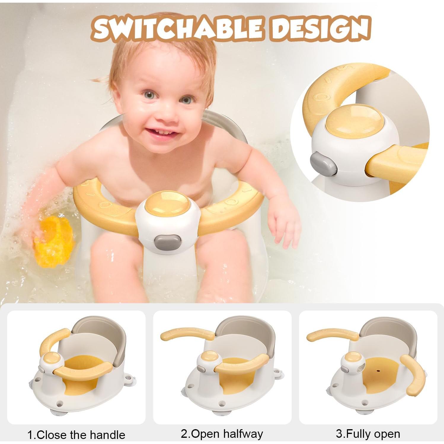 Asiento de Baño para Bebés Amarillo Antideslizante 1.2kg