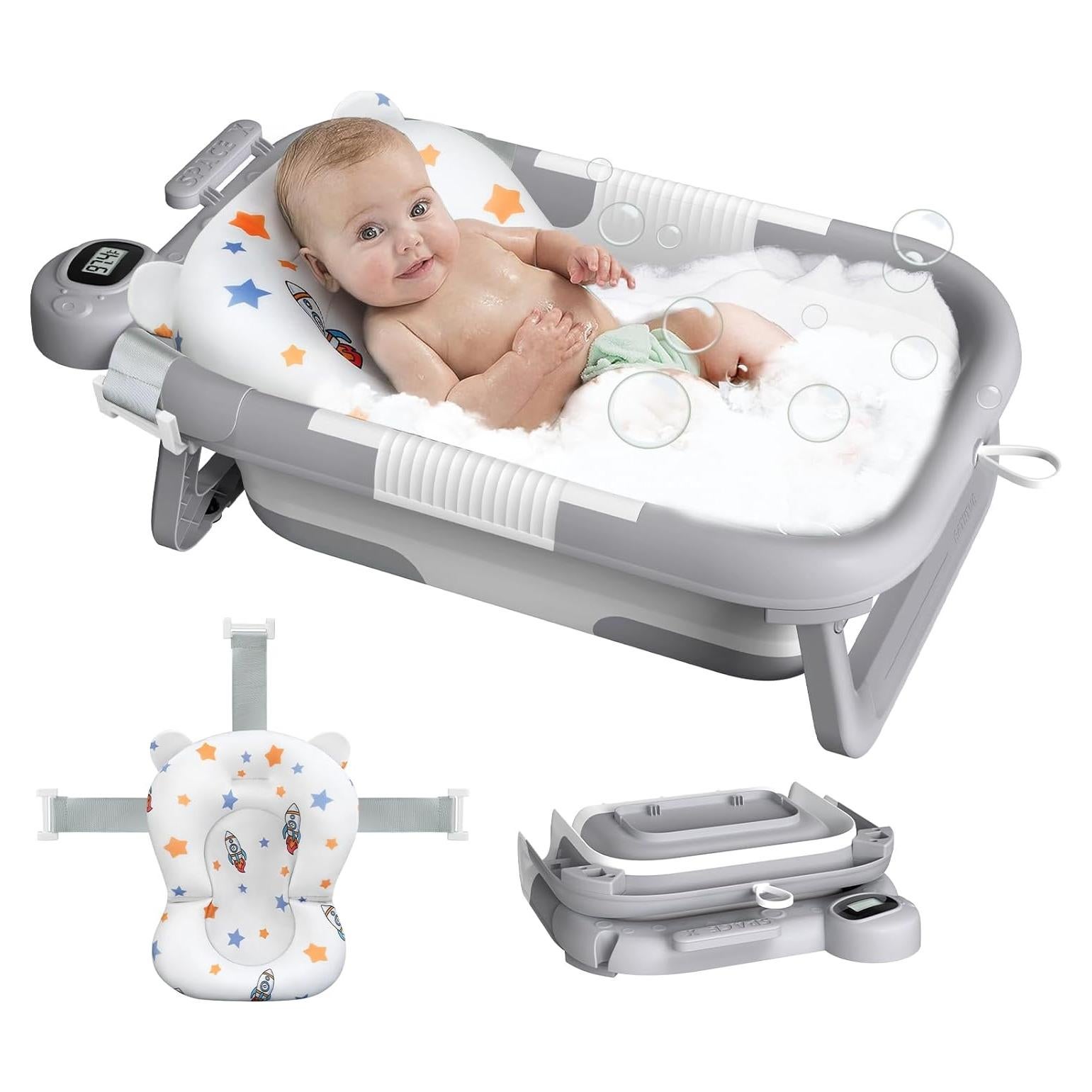 Bañera Plegable para Bebés Reeple con Cojín y Sensor de Temperatura